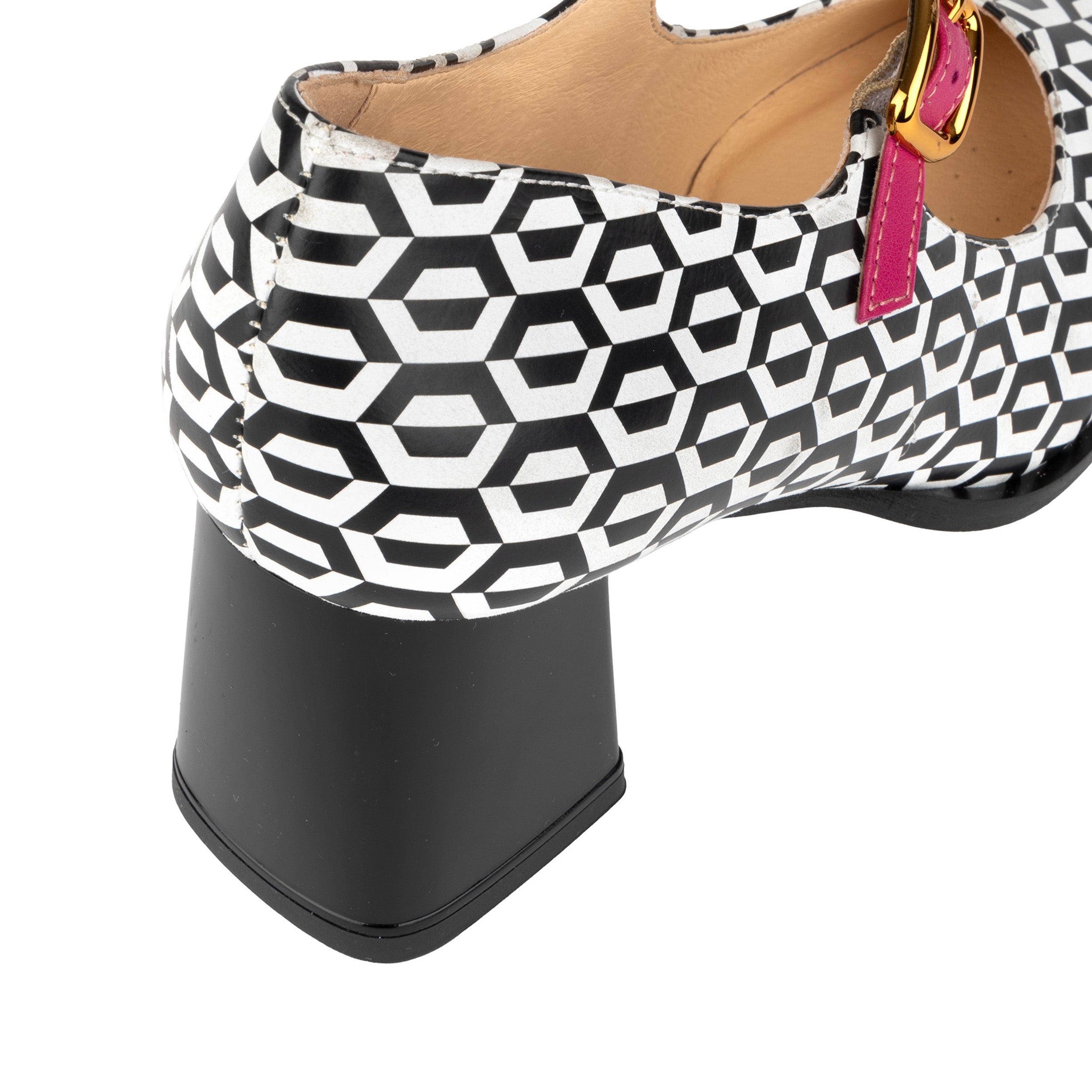 Hyde - Pink & Hexa Print - Women's Leather Mary Jane Pump