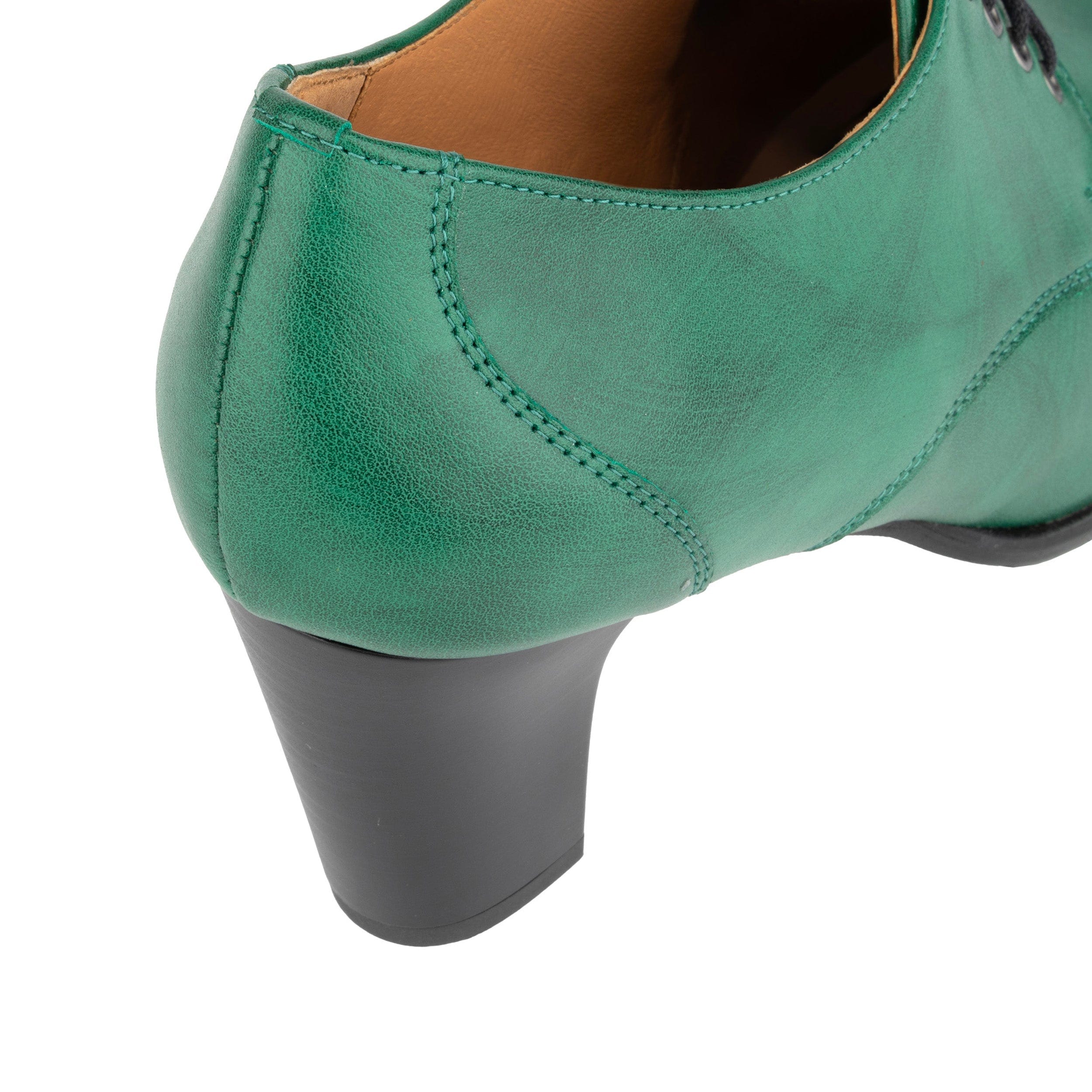 Roulette - Green - Women's leather heeled oxford lace-up