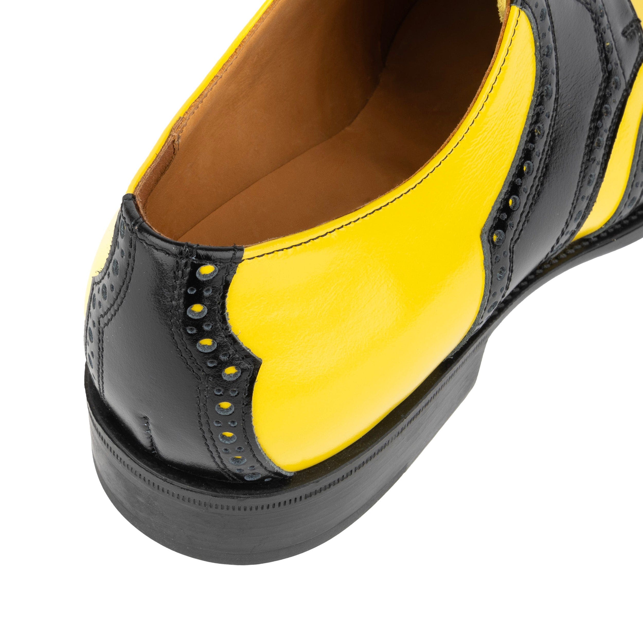 Kensington - Yellow & Black - Men's leather brogue lace-up