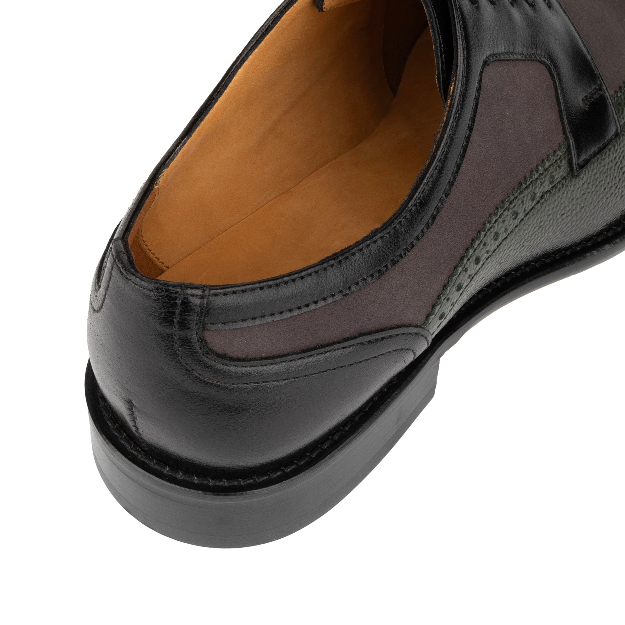 Orlando - Grey, Black & Green - Men's Leather & Suede Oxford