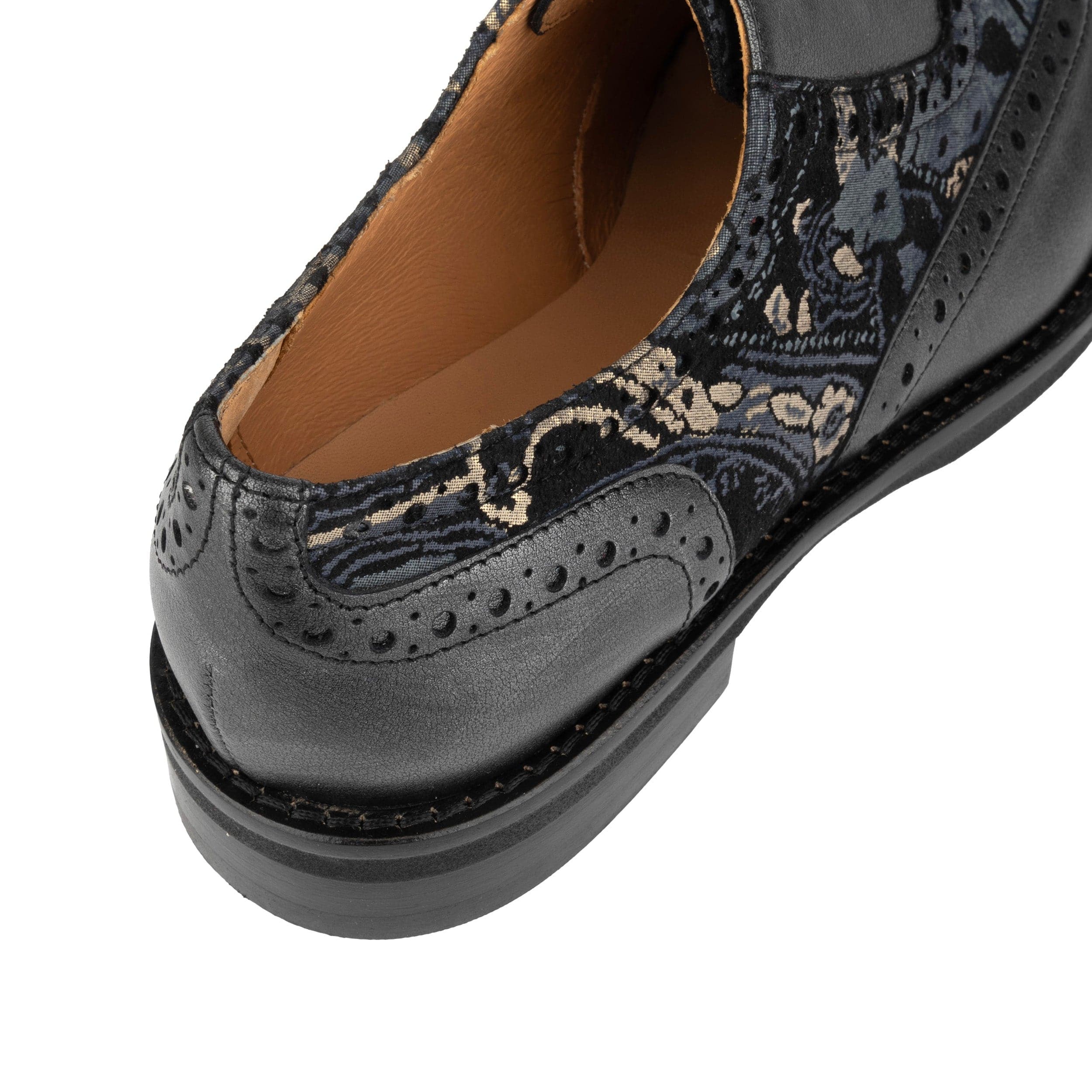 Vivienne - Black & Grey & Gold - Women's oxford lace-up shoe with brogue details