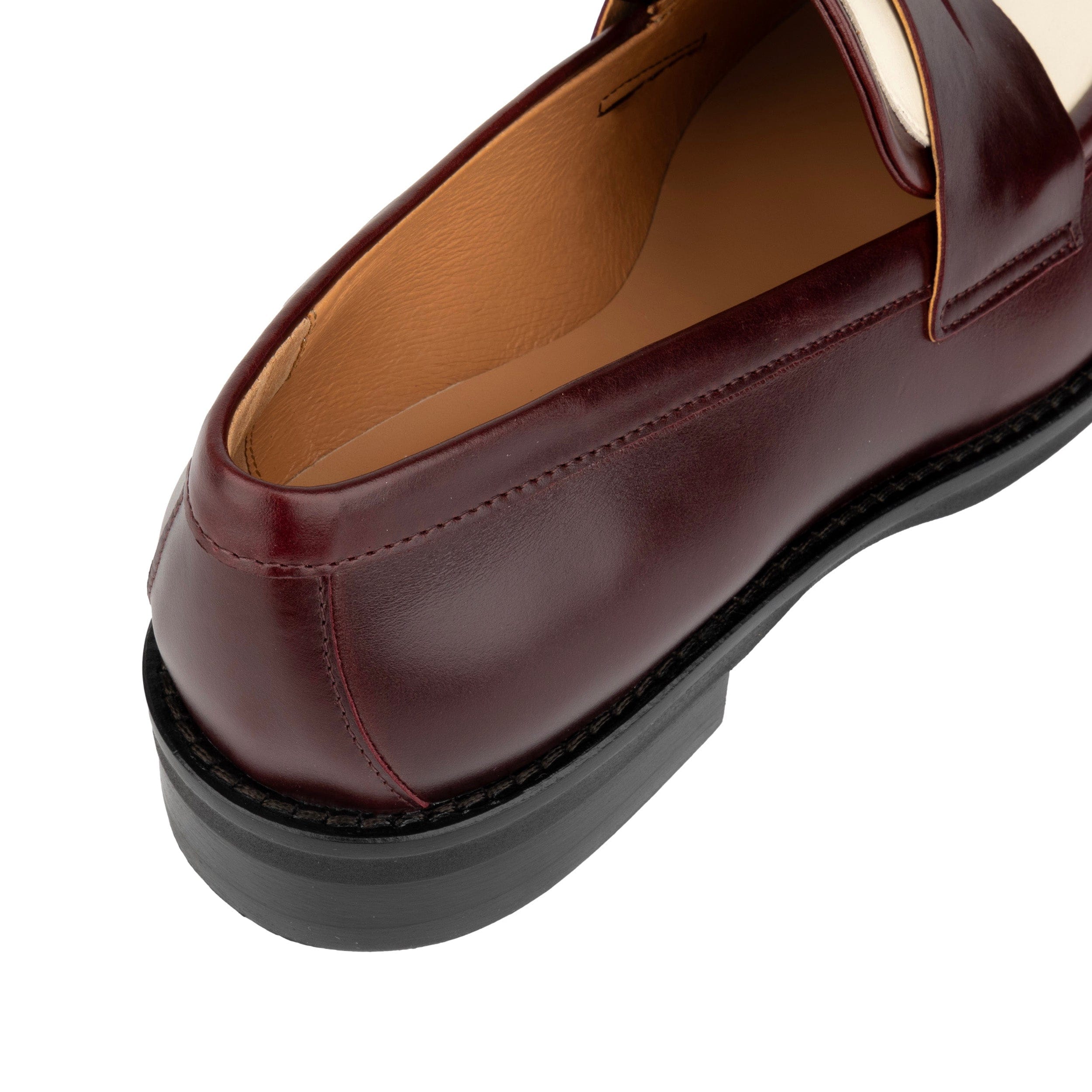 Kay - Burgundy & Cream - Women's leather dressy almond toe loafer in Burgundy & Cream