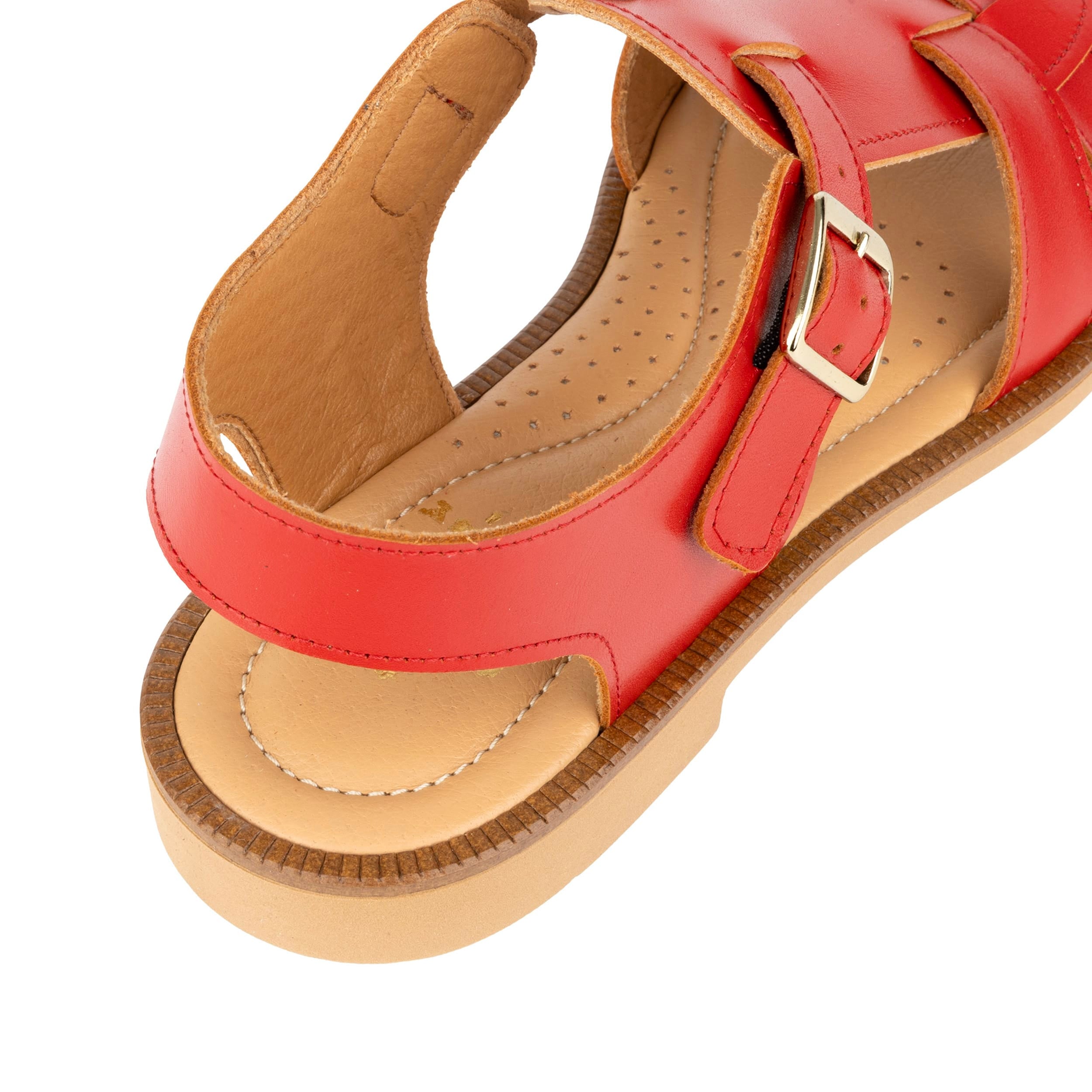 Fiona - Red - Women's Leather Gladiator Strap Sandals