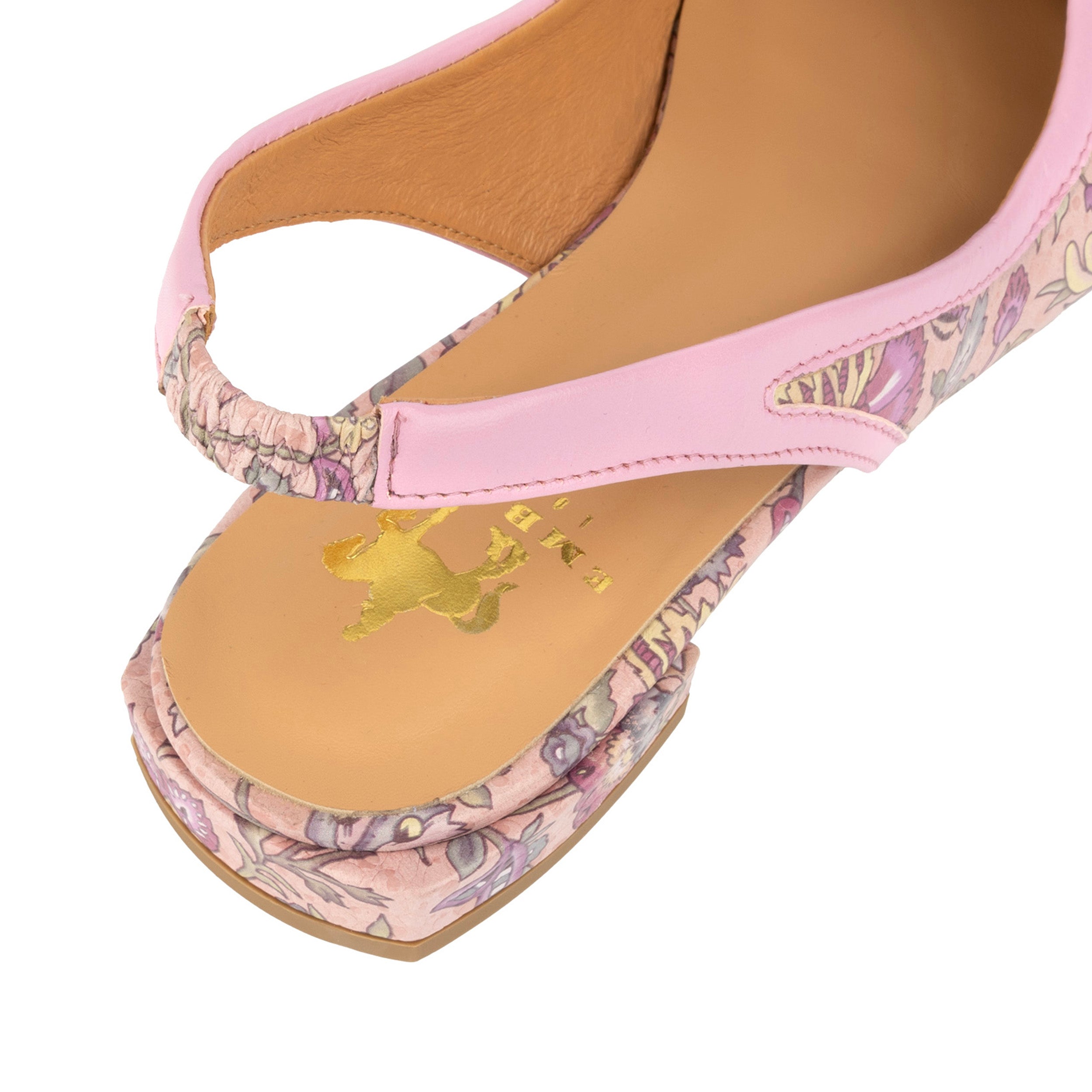 Holly - Pink Paisley - Women's Leather Flat Slingback