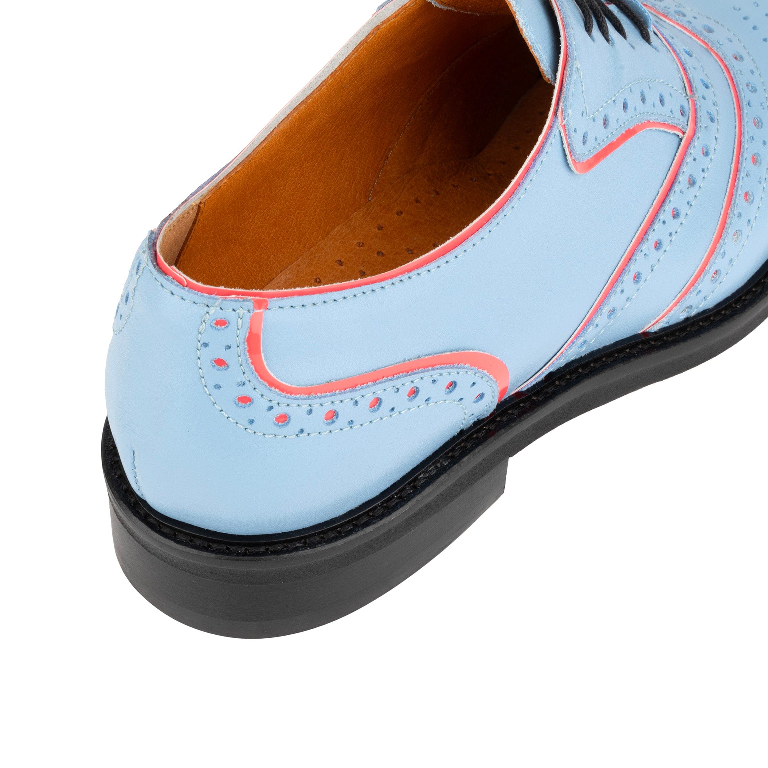 BRICK LANE - Light Blue - Women's contrast leather lace-up brogue