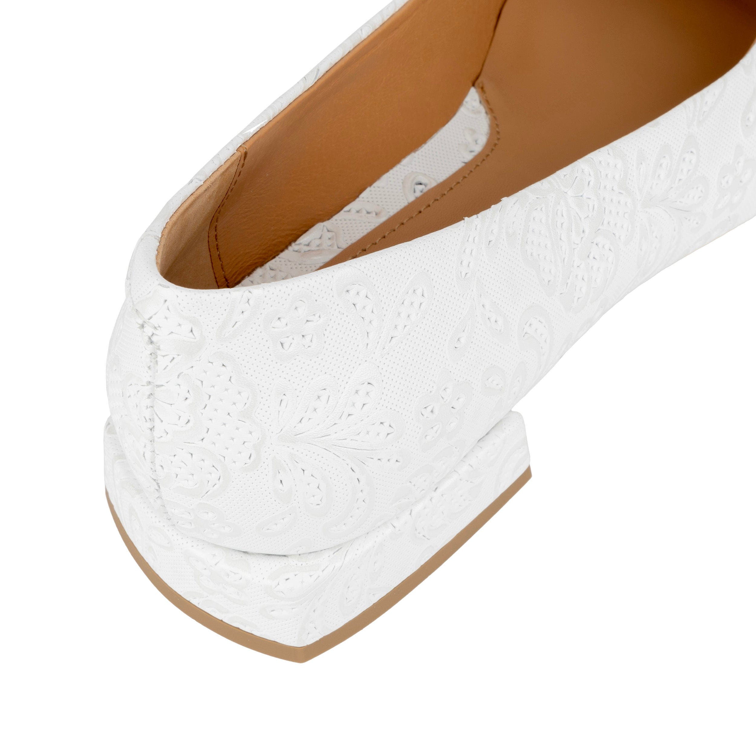 Ballerina - Wedding White - Women's low heel leather ballet flat