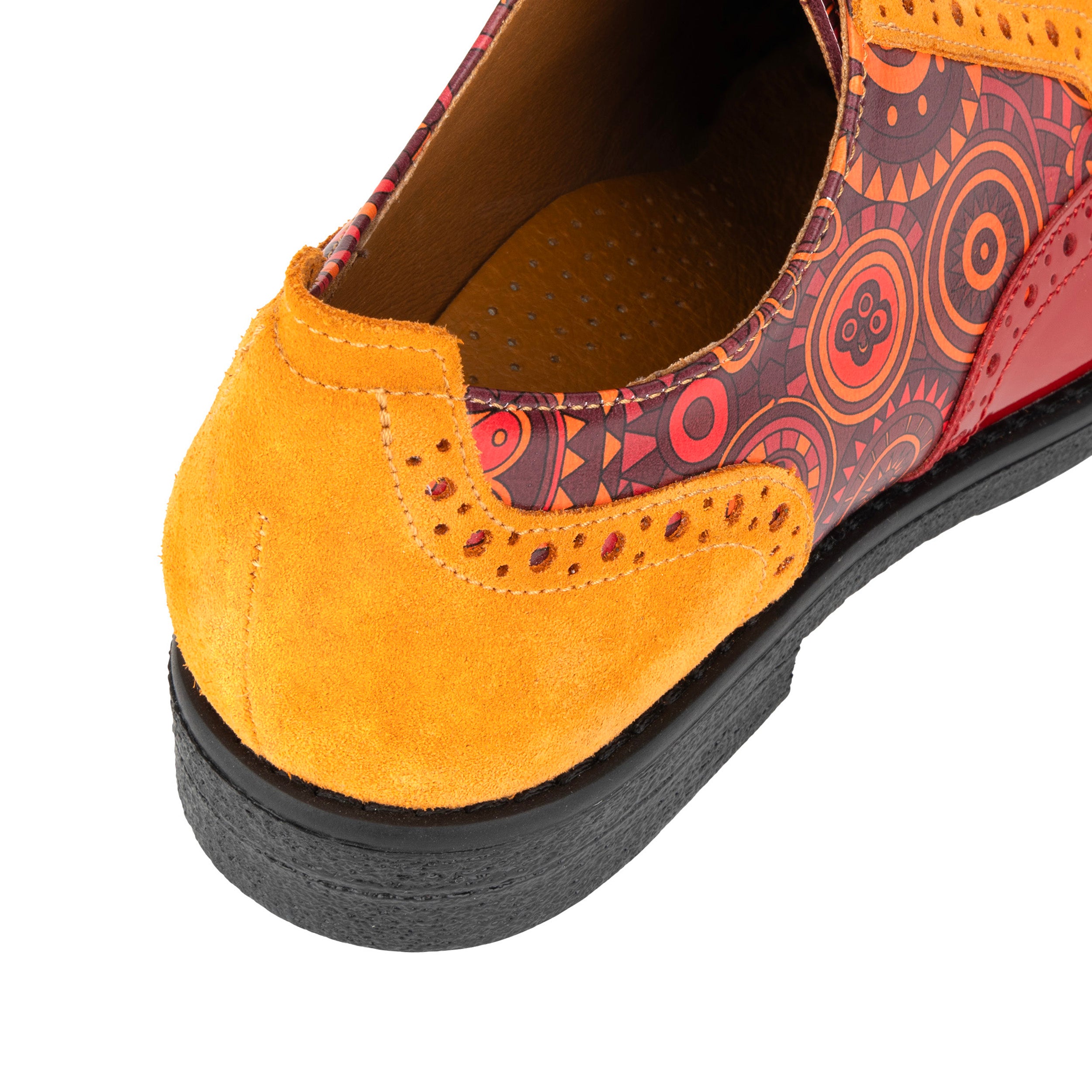 The Artist - Red & Orange - Women's leather lace-up shoe with brogue detailing