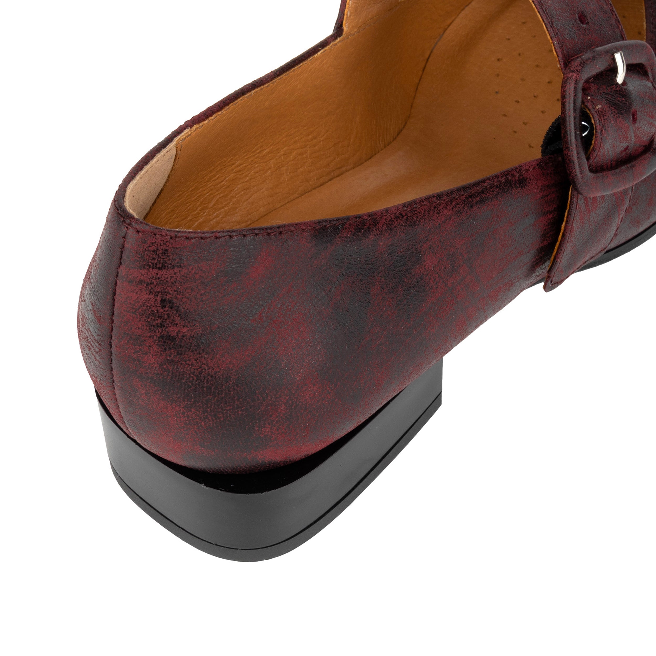 Bliss - Burgundy - Women's block heel square toe patent leather Mary-Jane