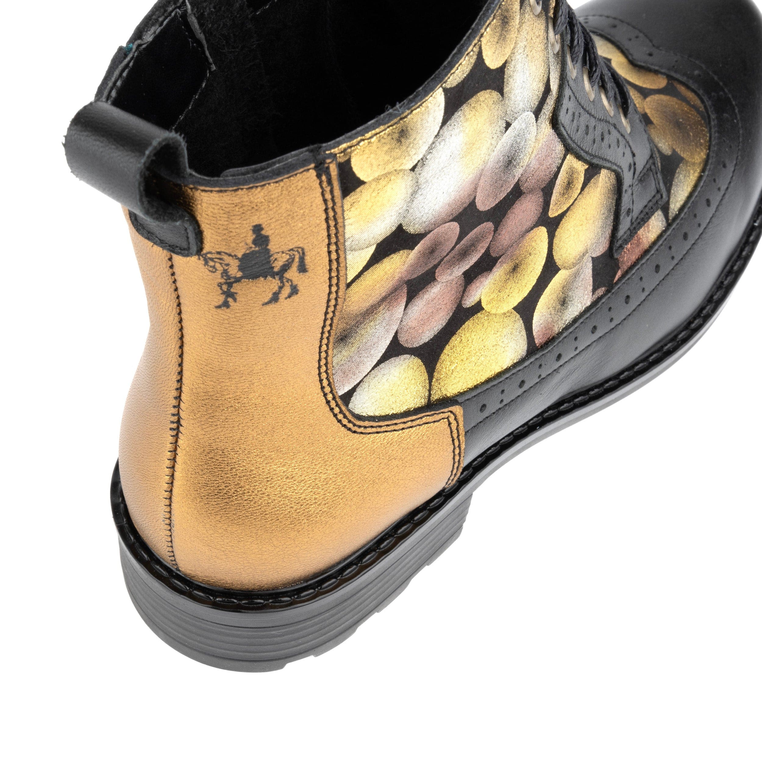 Milliner - Black Metallic - Women's leather round toe ankle boot with wool lining