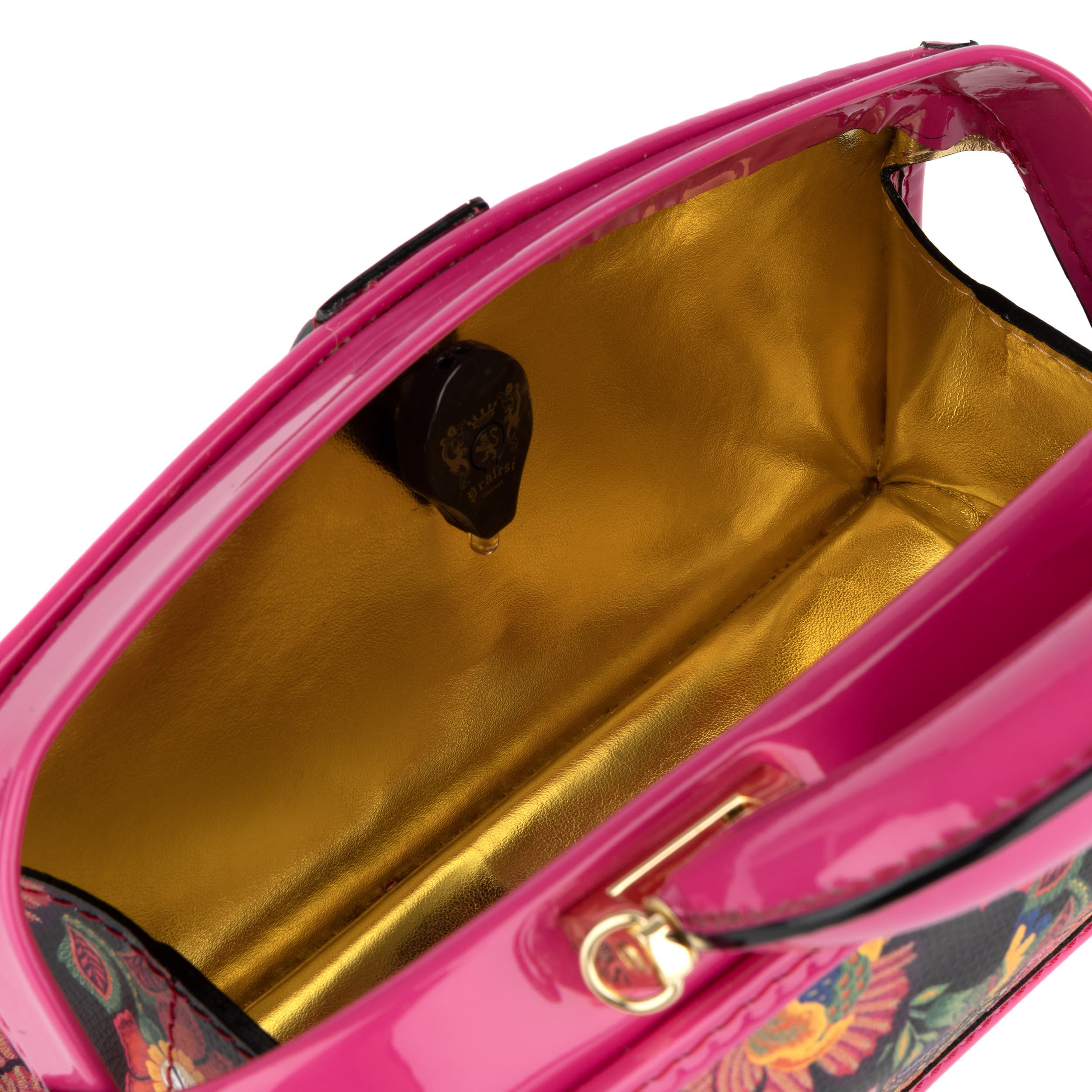Gazelle Mini - Red Flowers - Women’s mini patent leather top handle & crossbody bag
