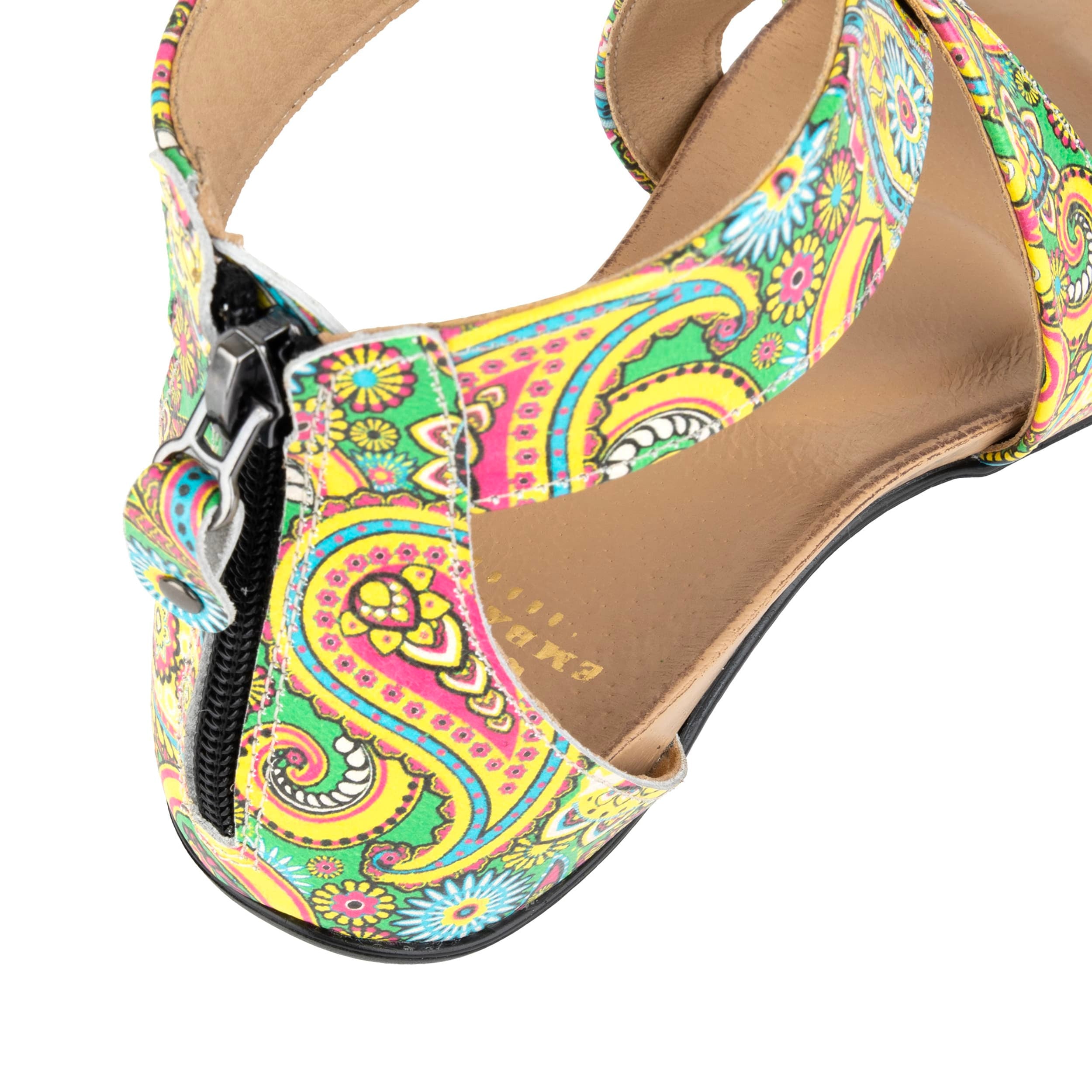Isabella - Festival Green - Women's cross strap sandal with covered zip-up heel