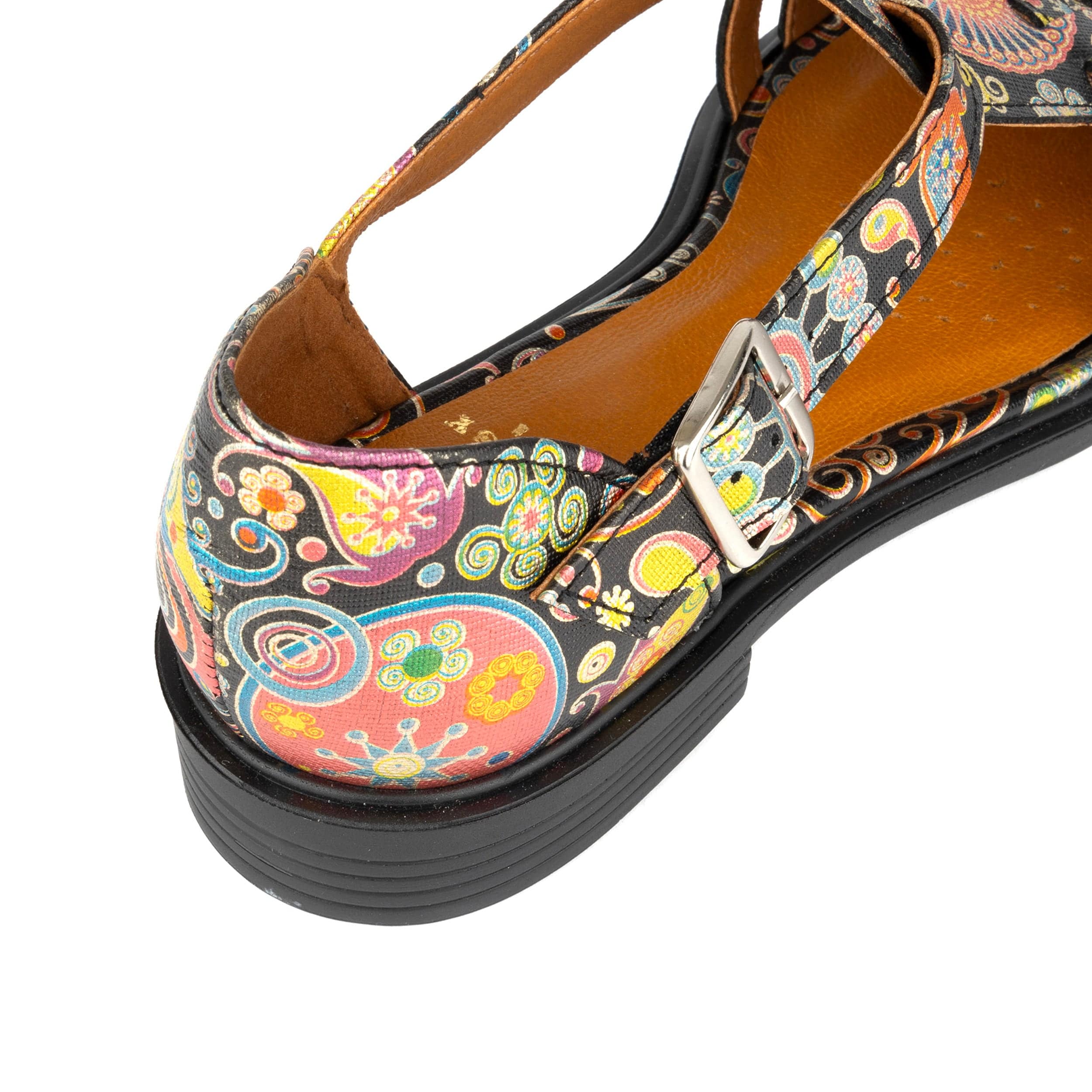 Sandy - Navy & Pink - Women's fishermen flat leather sandal with covered heel