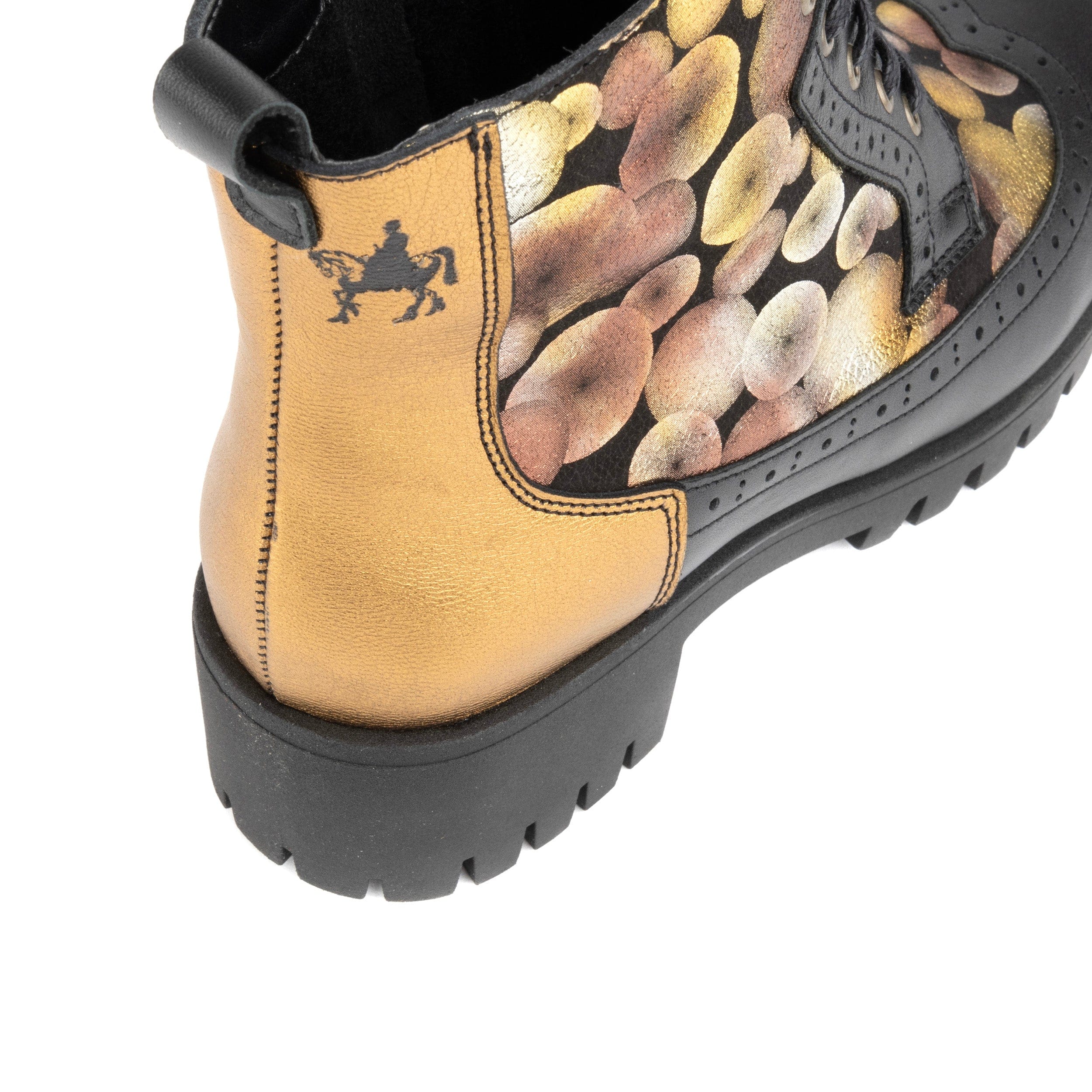 Milliner Platform - Gold - Women's leather chunky platform ankle boot with wool lining