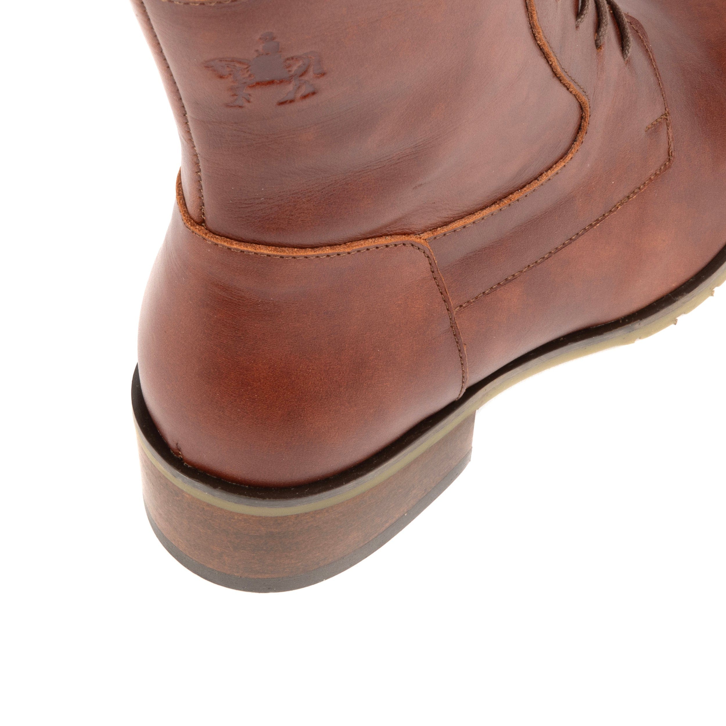 Dinah Wool - Brown - Women's leather lace-up and zip-up round toe combat boot