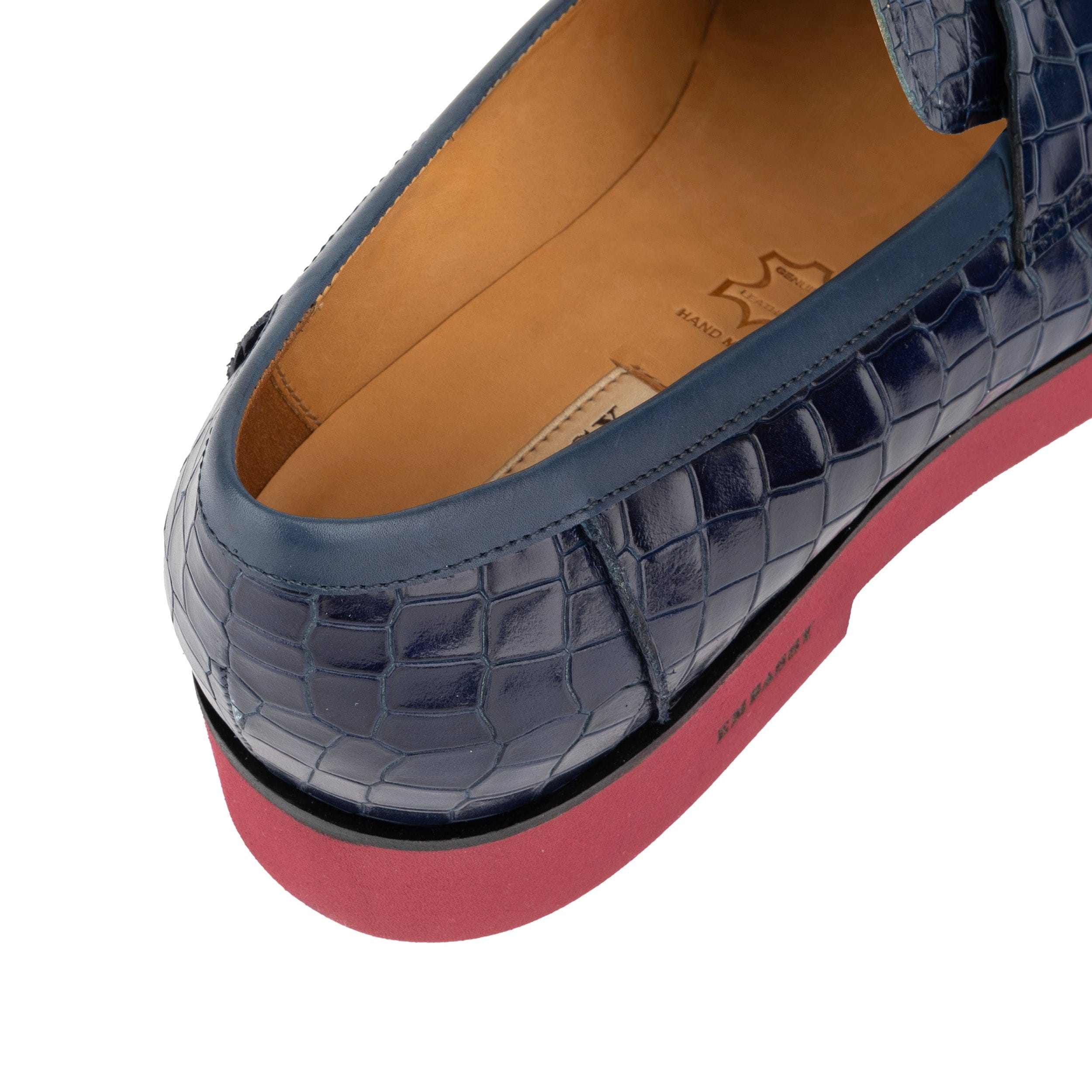 Chicago - Navy Croco - Men's croc effect leather penny loafer on lightweight sole