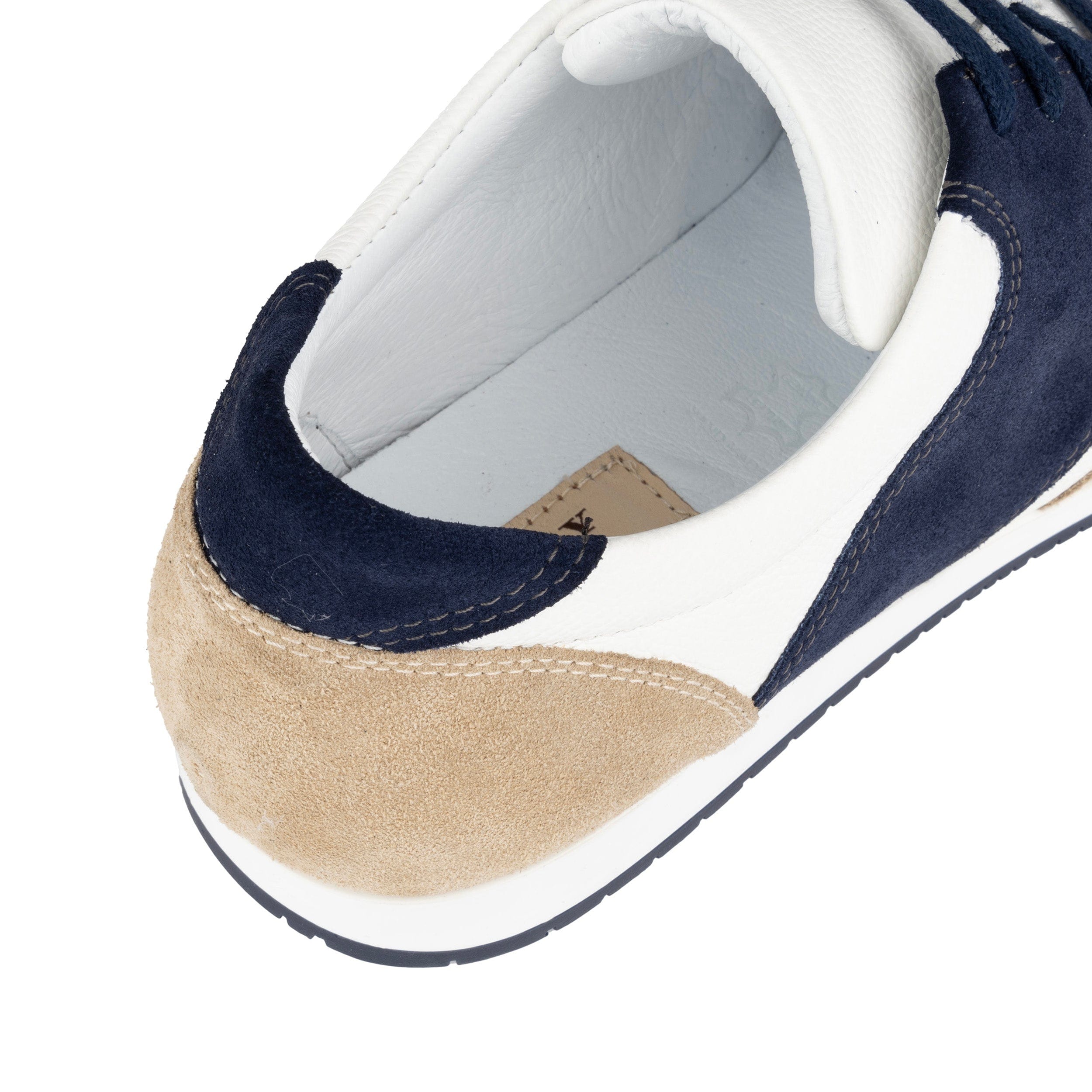 San Francisco - Navy & White & Cream - Men's lace-up leather & suede trainer