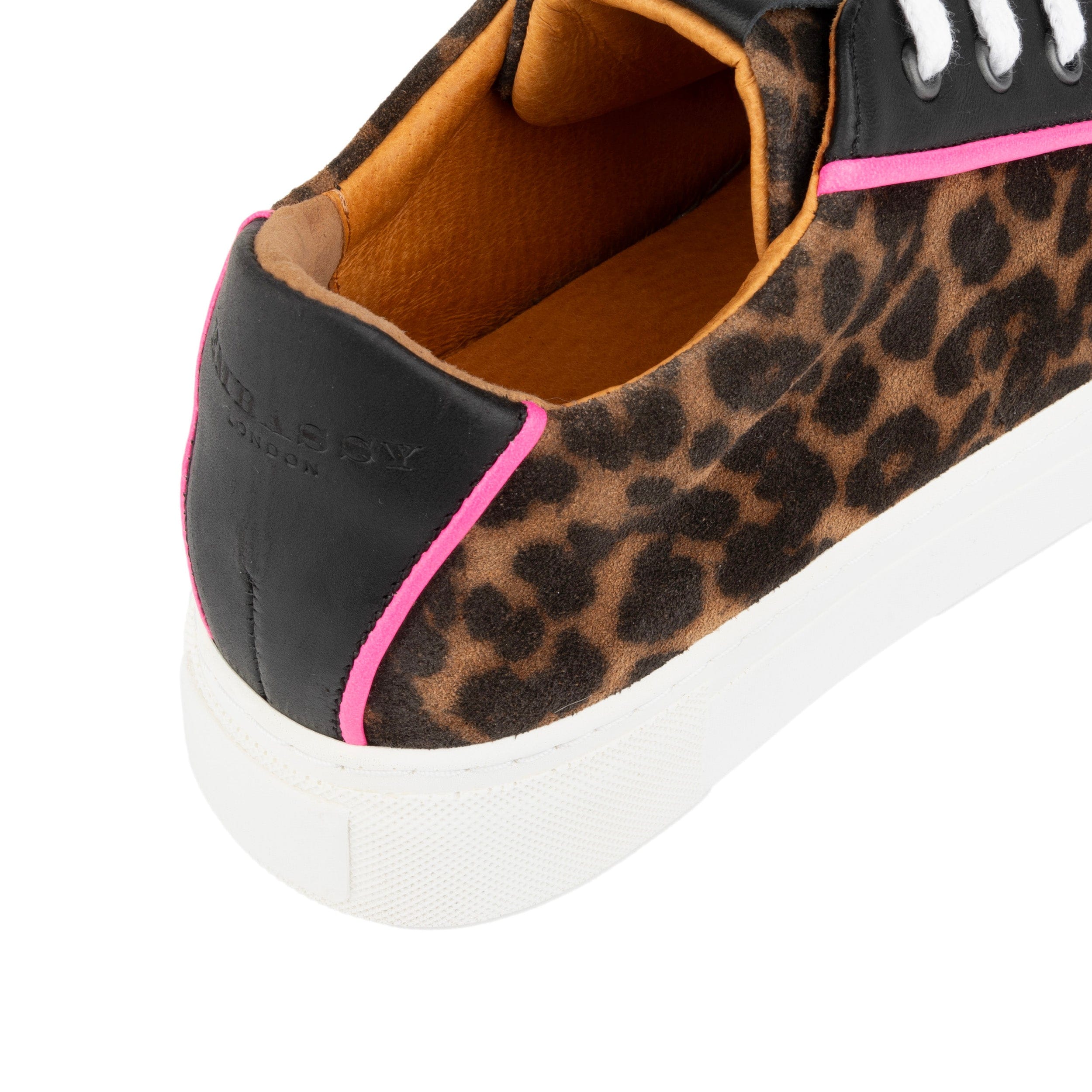 Camila - Leopard - Women's platform sole leather lace-up trainer