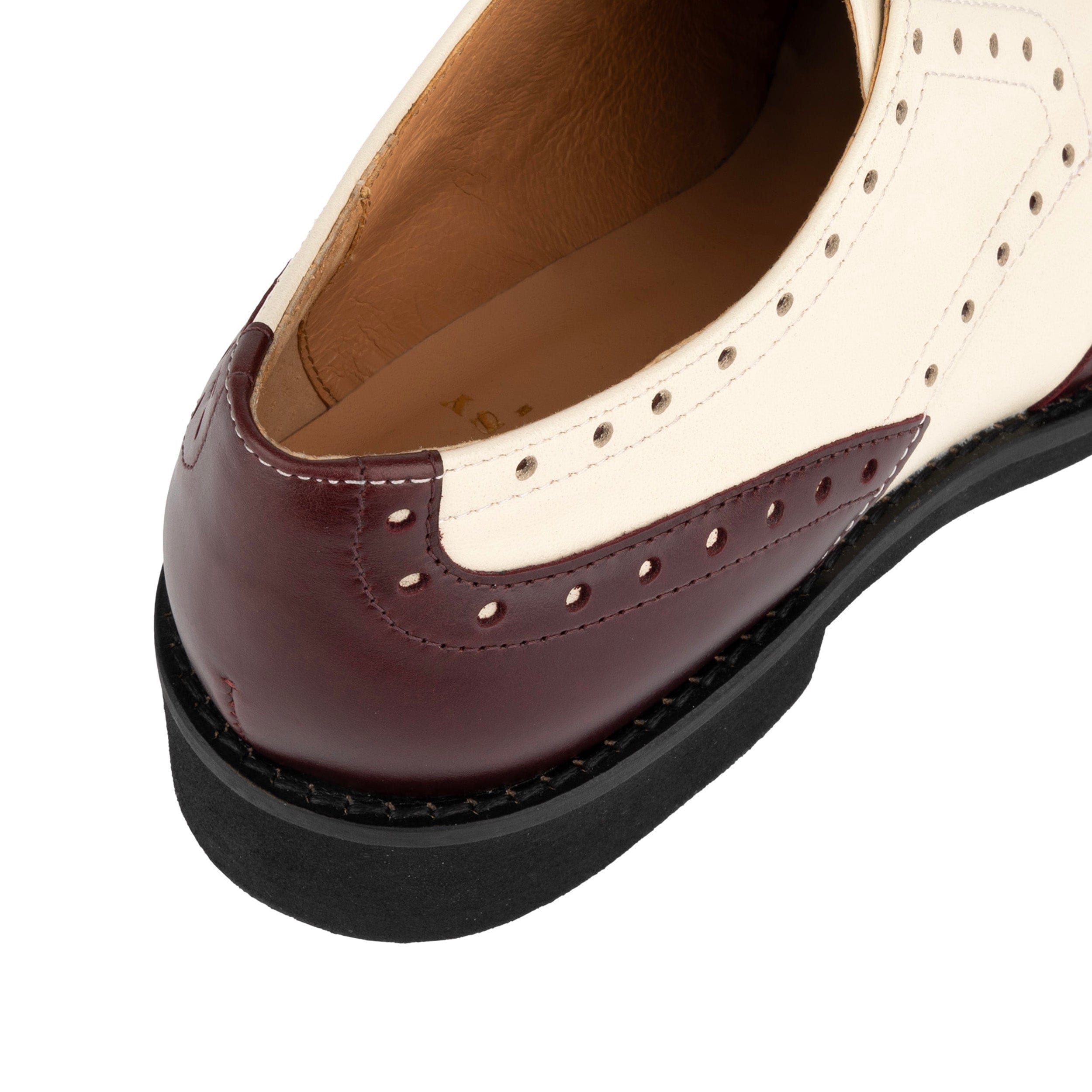 Eton - Burgundy & Cream - Women's square toe leather lace-up