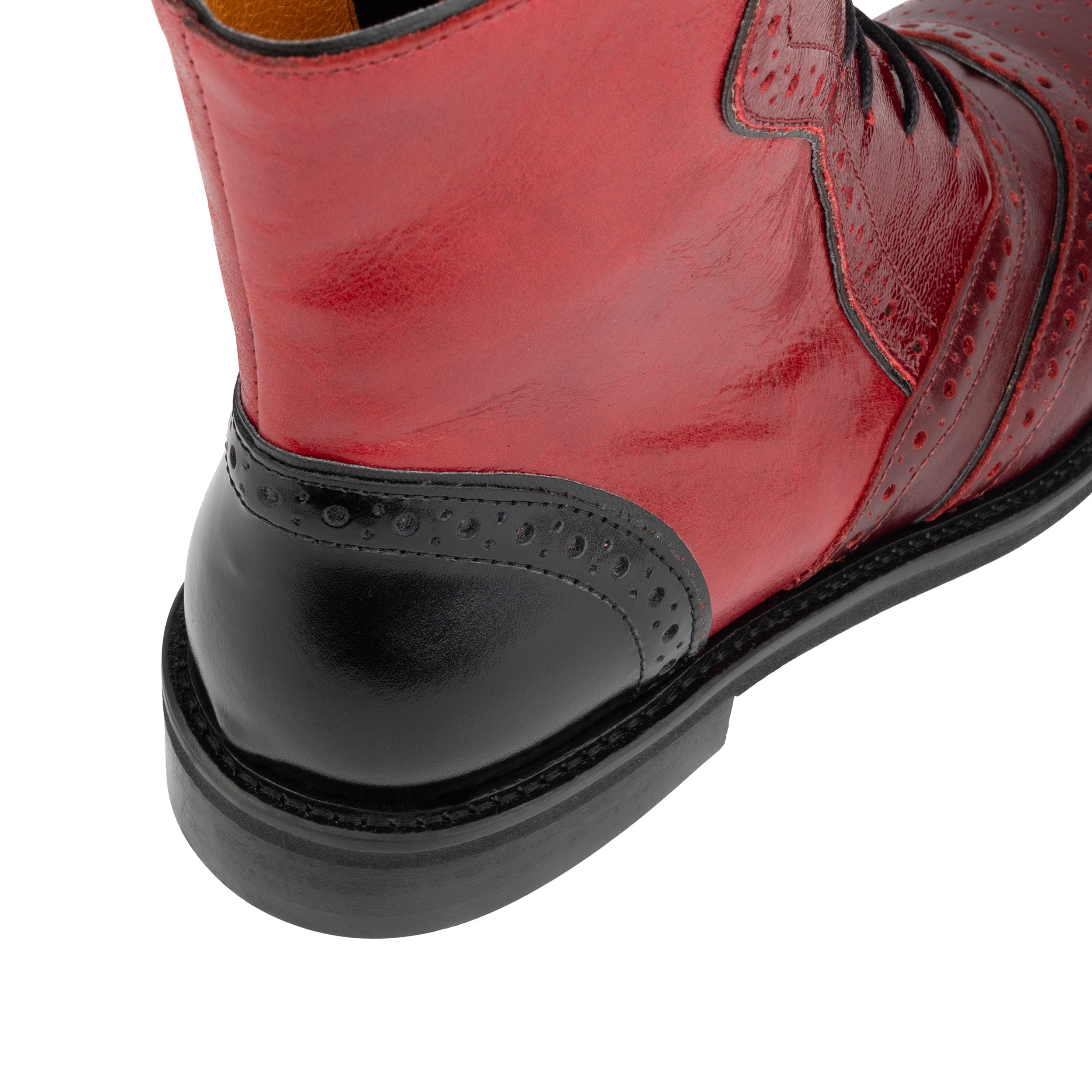 Brick Lane Boots - Claret - Women's dark red leather oxford boot with brogue styling
