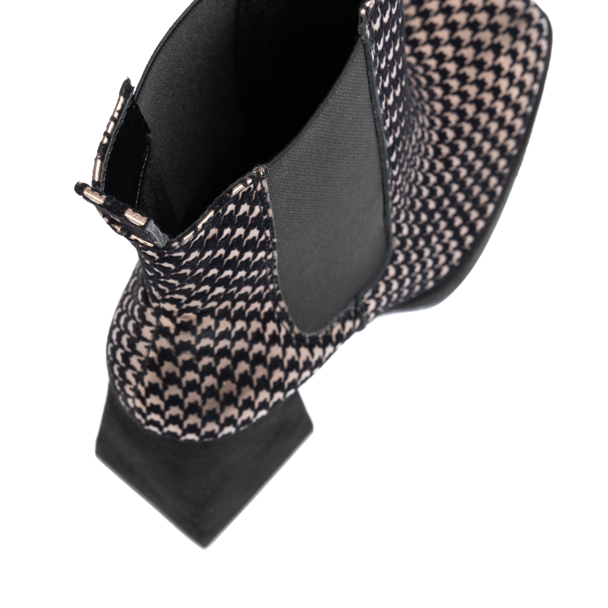 Botanic - Houndstooth - Women's block heel platform higher ankle chelsea boot