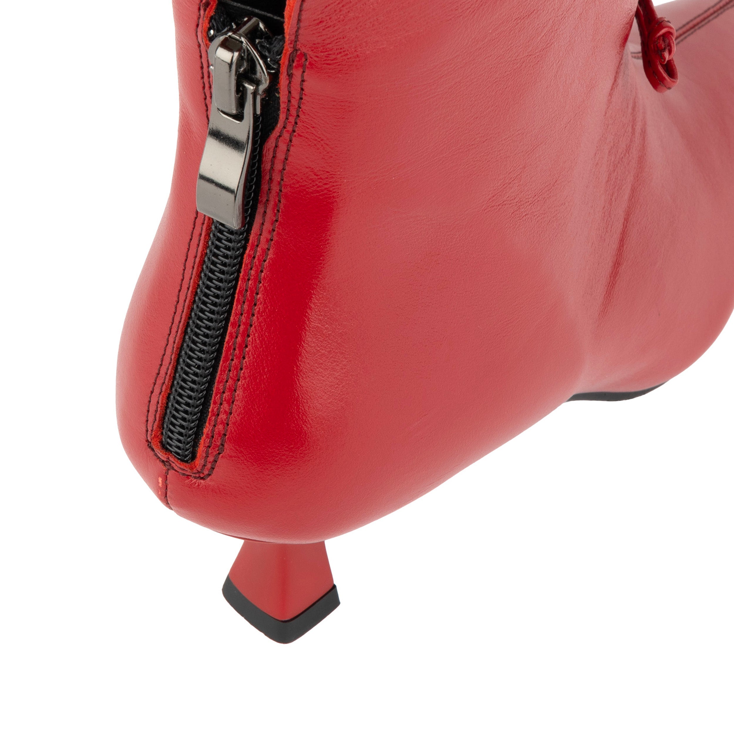 Regent - Red - Women's Leather Ankle Boot with kitten heel
