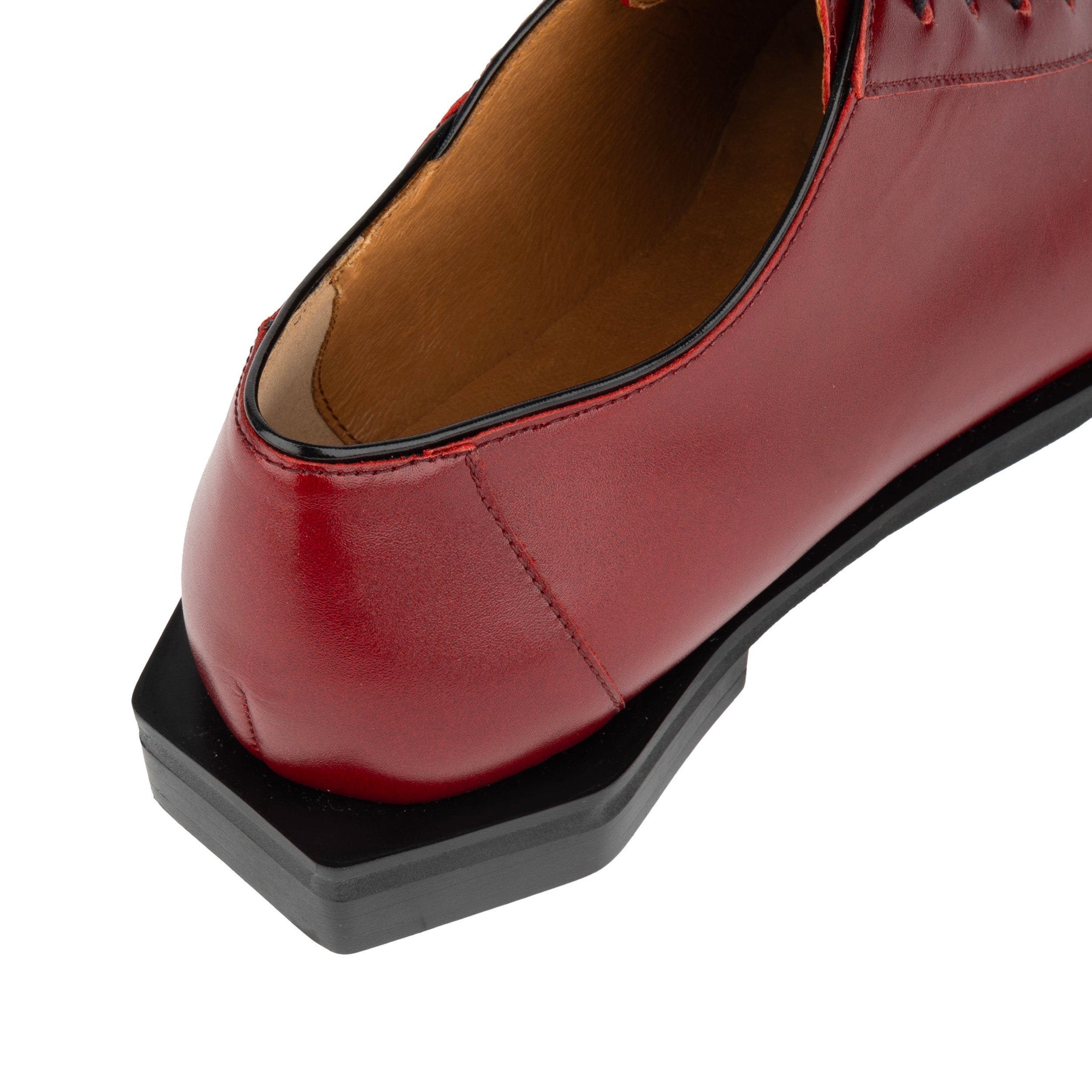 Sloan - Red - Women's Leather Oxford with Snakeskin toe