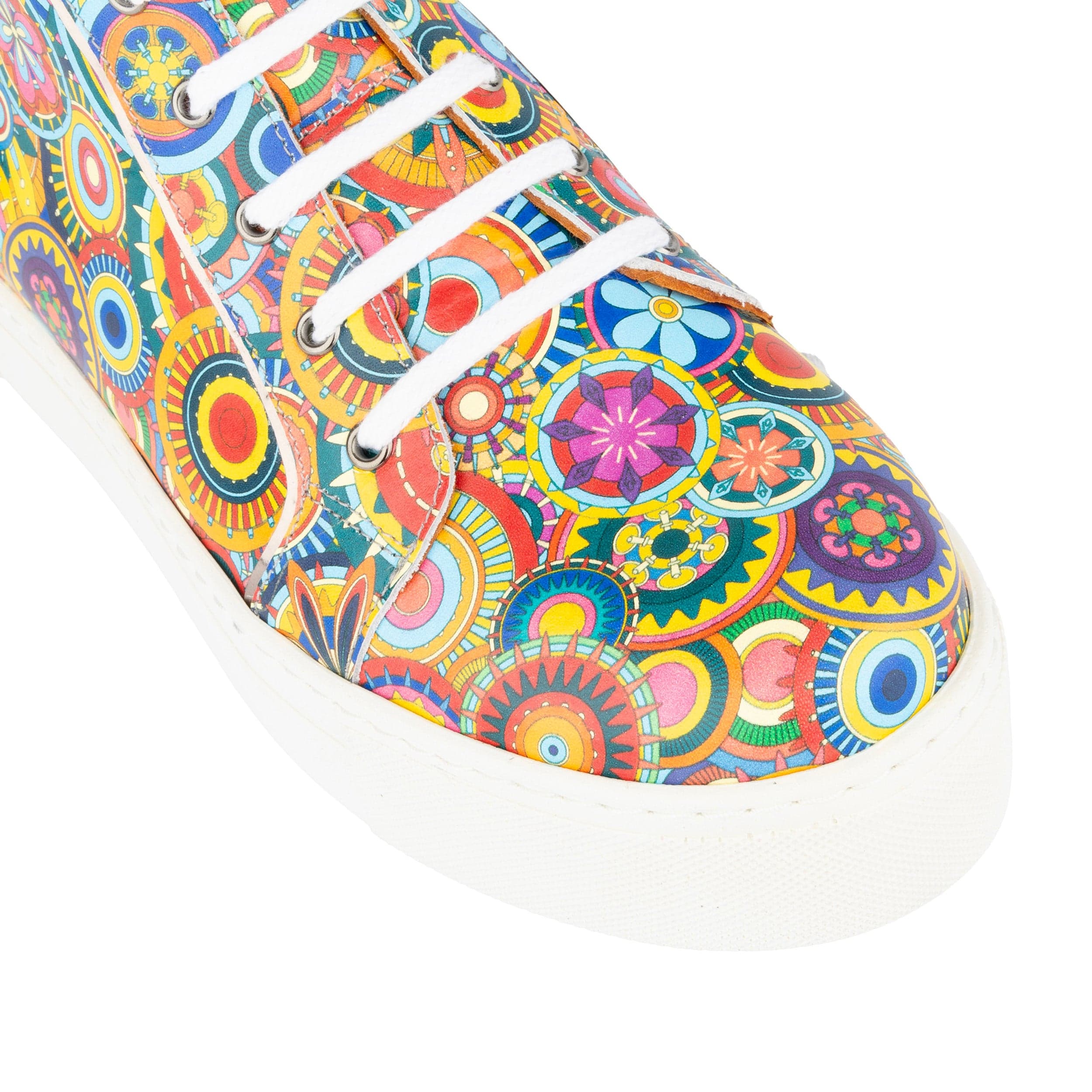 Camila High - Signature Print - Women's platform sole leather high-top metallic detail trainer