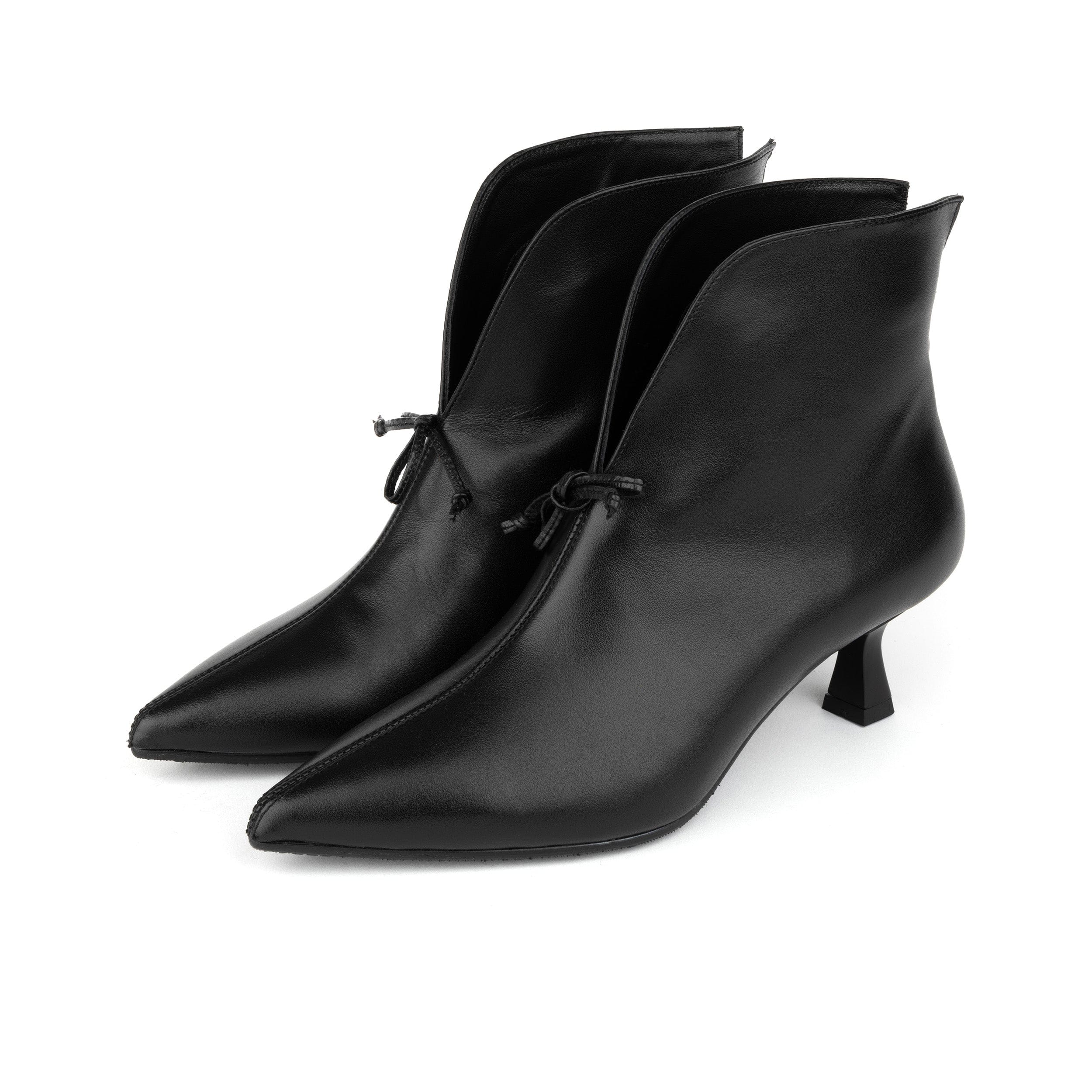 Regent - Black - Women's Leather Ankle Boot with kitten heel