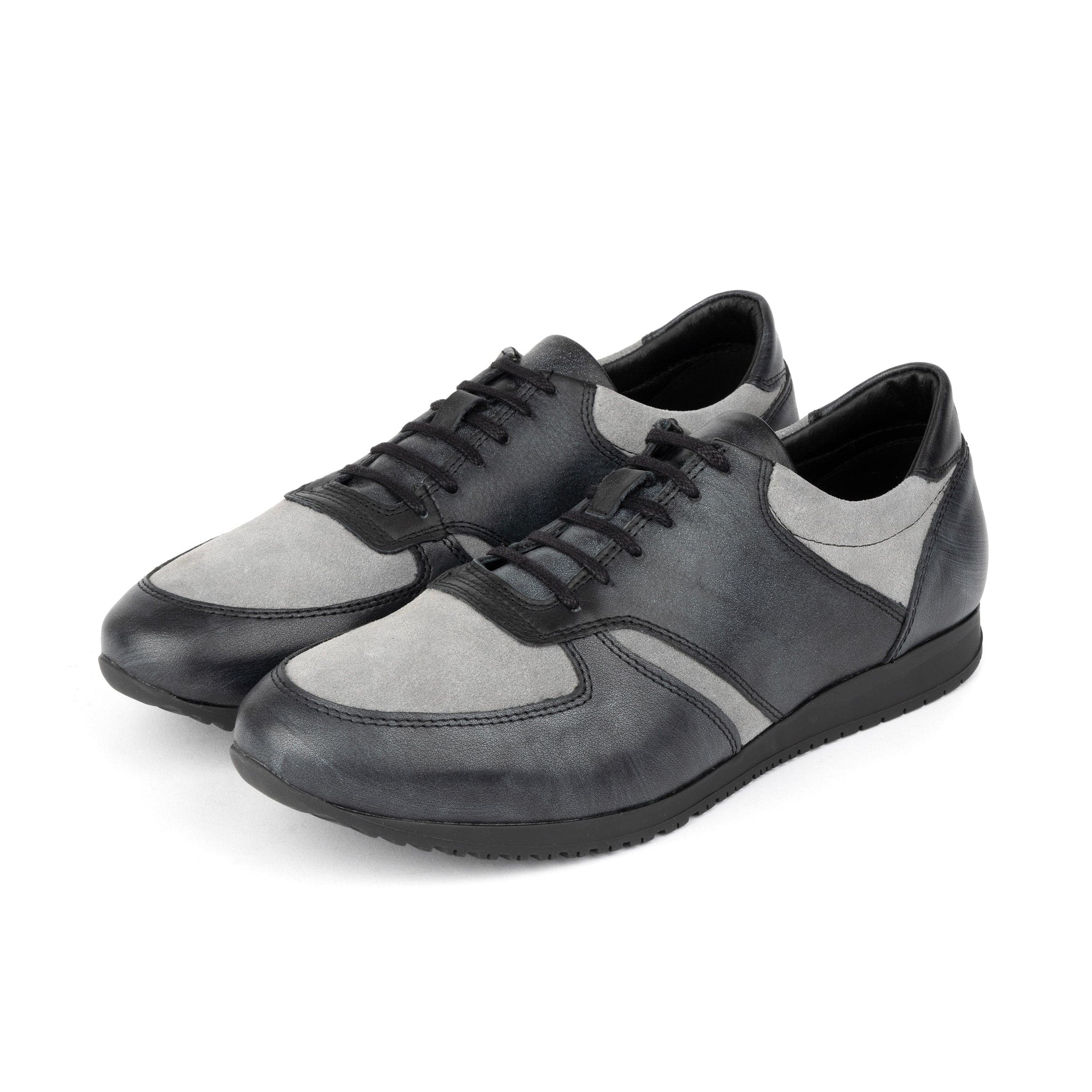 San Francisco - Grey & Grey - Men's lace-up leather & suede trainer
