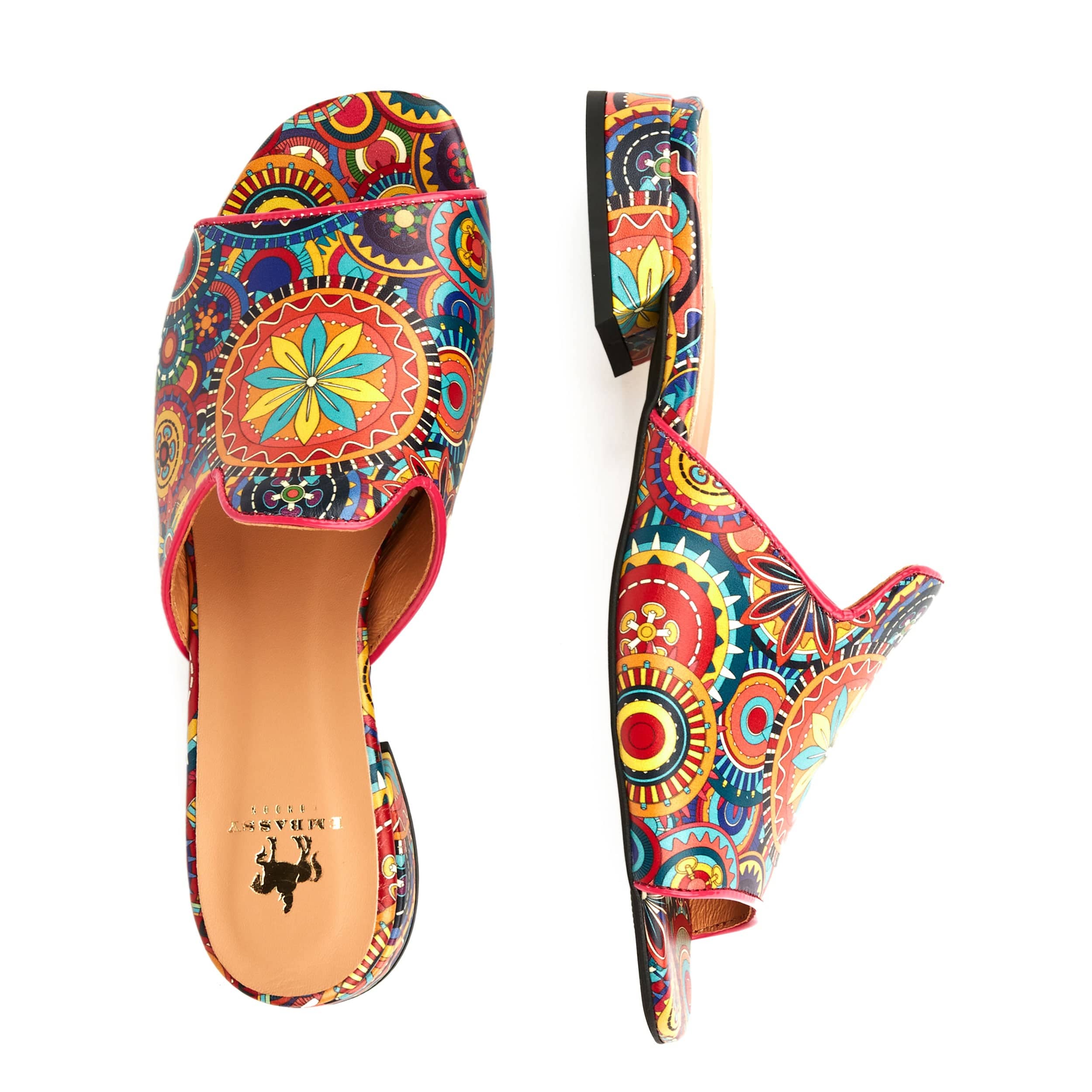 South Beach - Signature - Women's fully leather lined flat sliders in multi colour