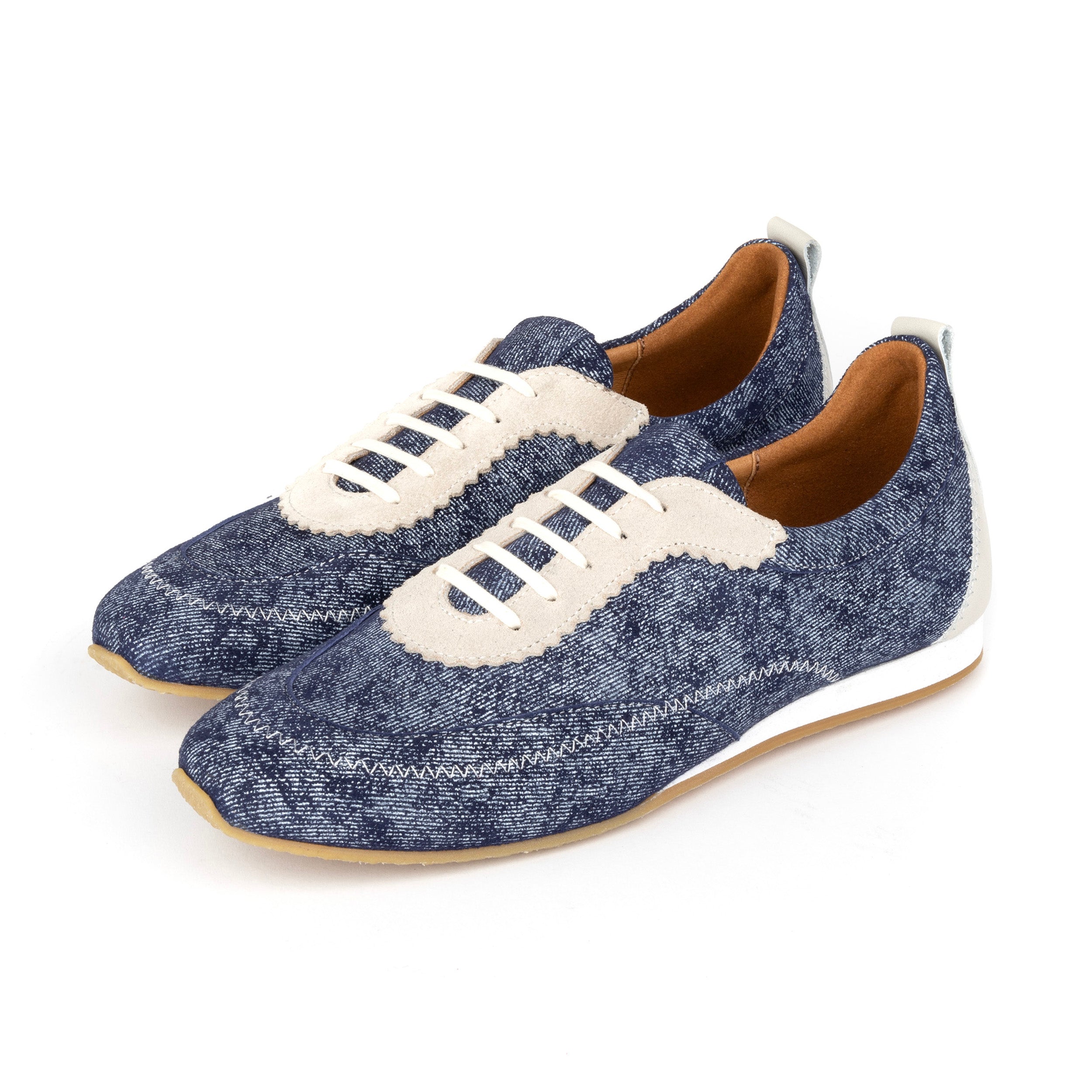 Shoreditch - Denim - Women's Suede & Denim Slim Trainer