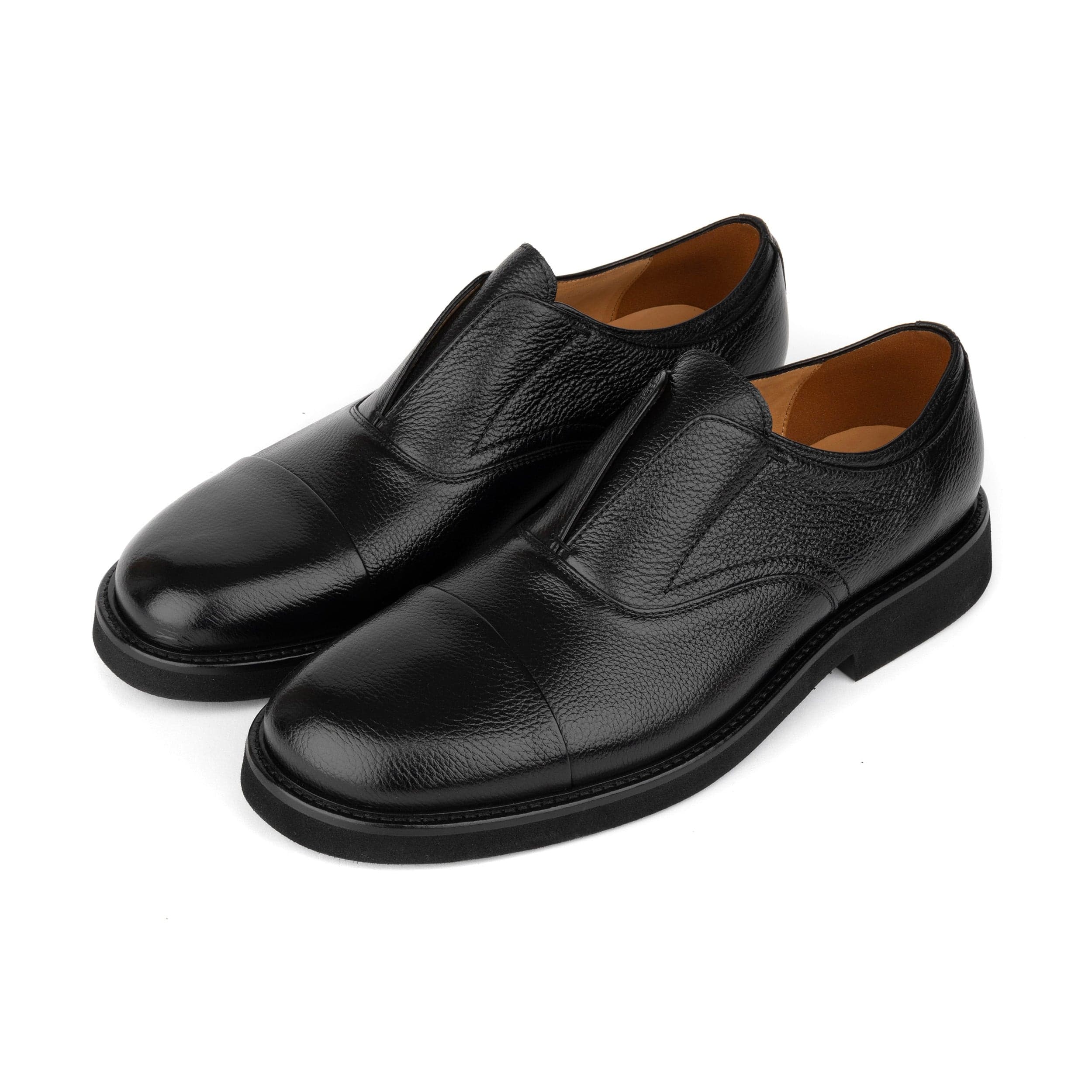 Dunlee - Black - Men's leather slip-on loafer