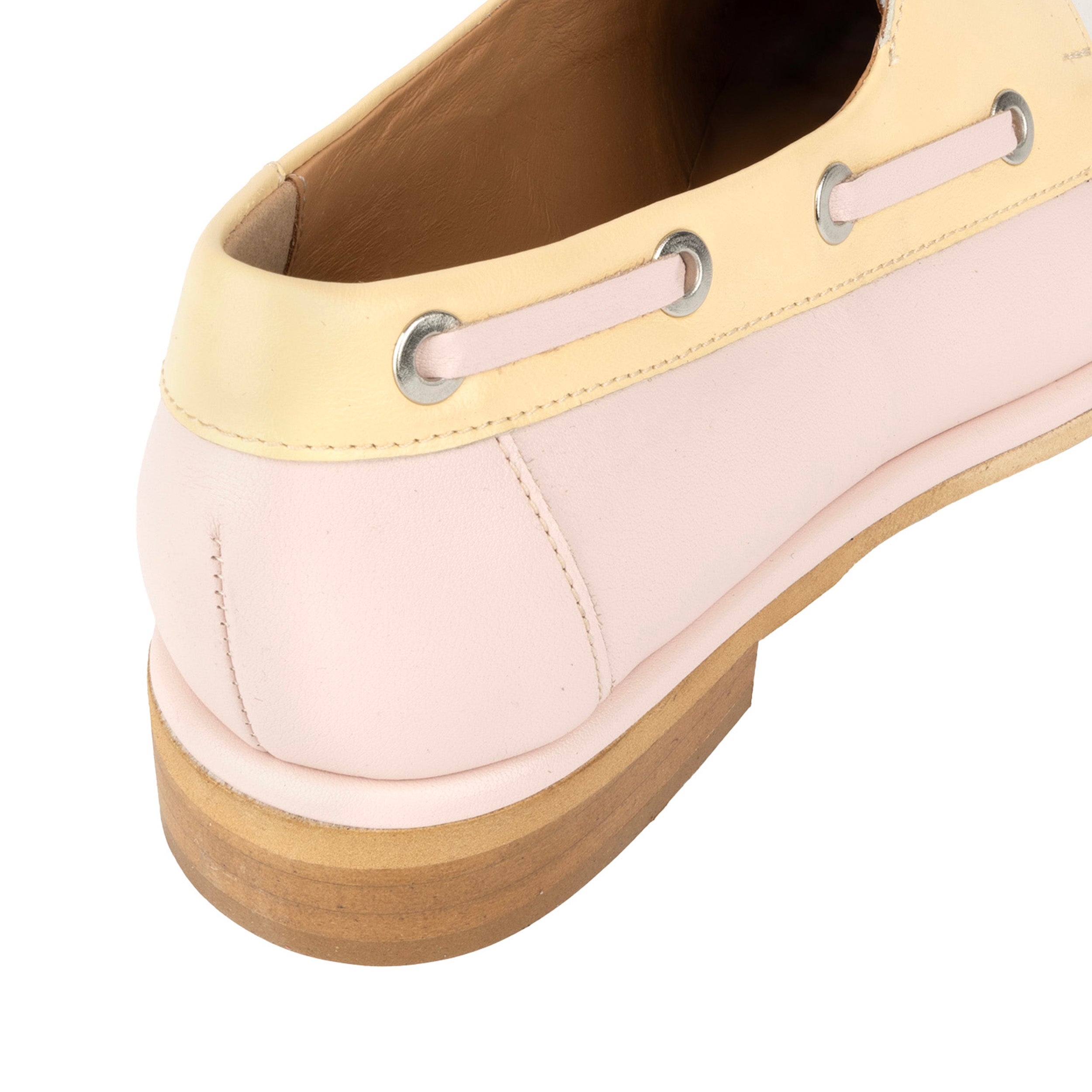 Boatie - Yellow & Cream & Pink - Women's Leather Boat Shoe