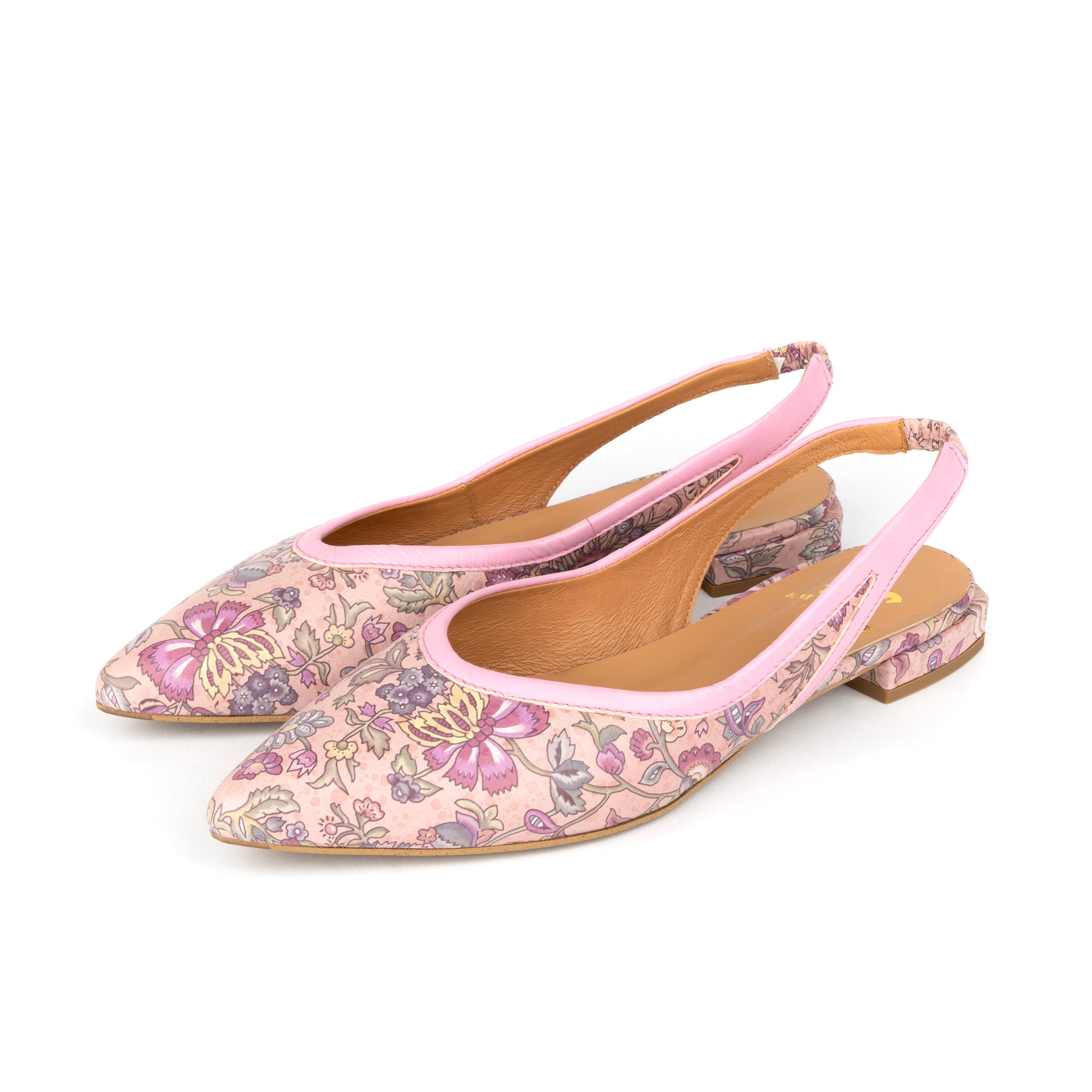 Holly - Pink Paisley - Women's Leather Flat Slingback