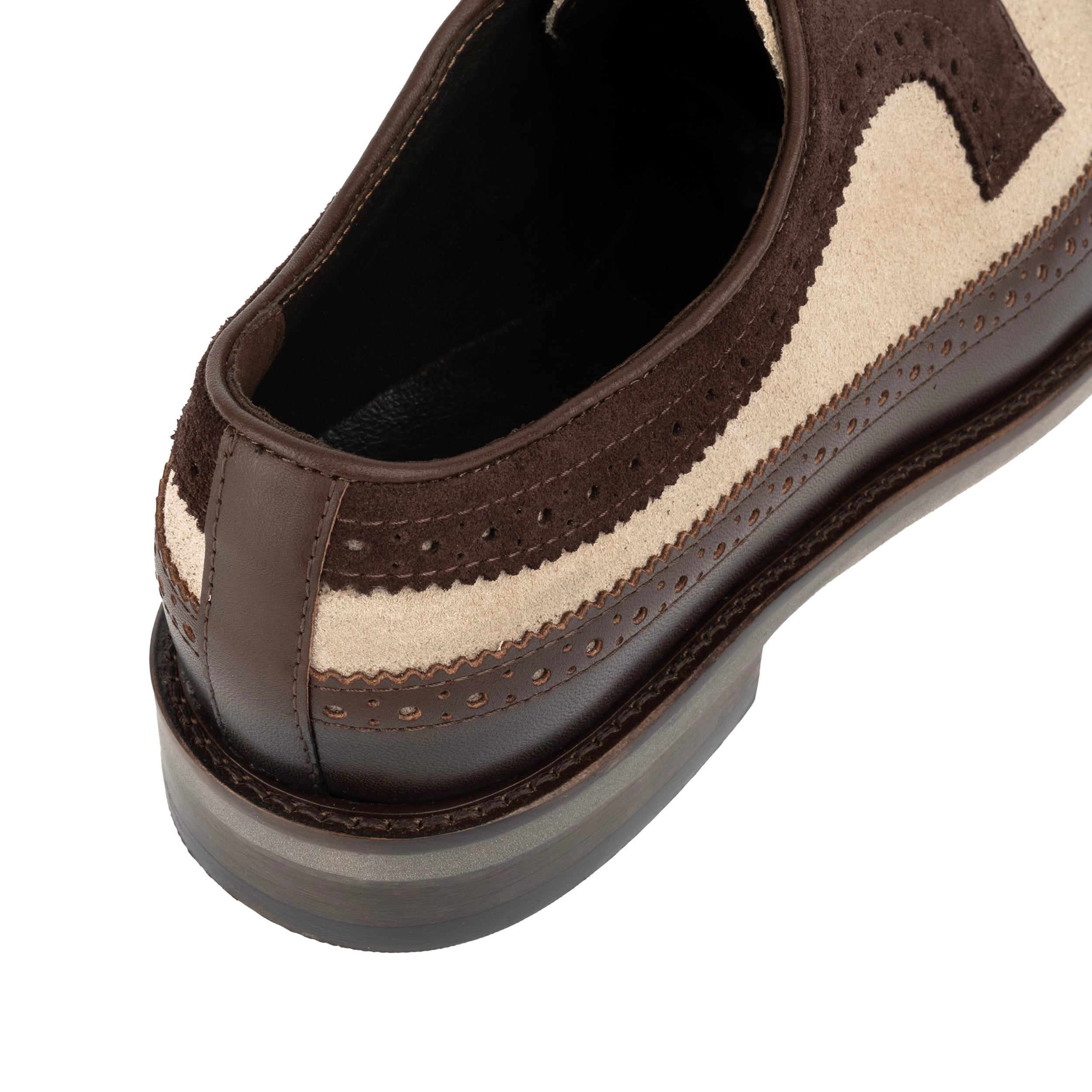 Alexander - Tan & Brown - Men's Multi-Textured Leather & Suede Wingtip Brogue