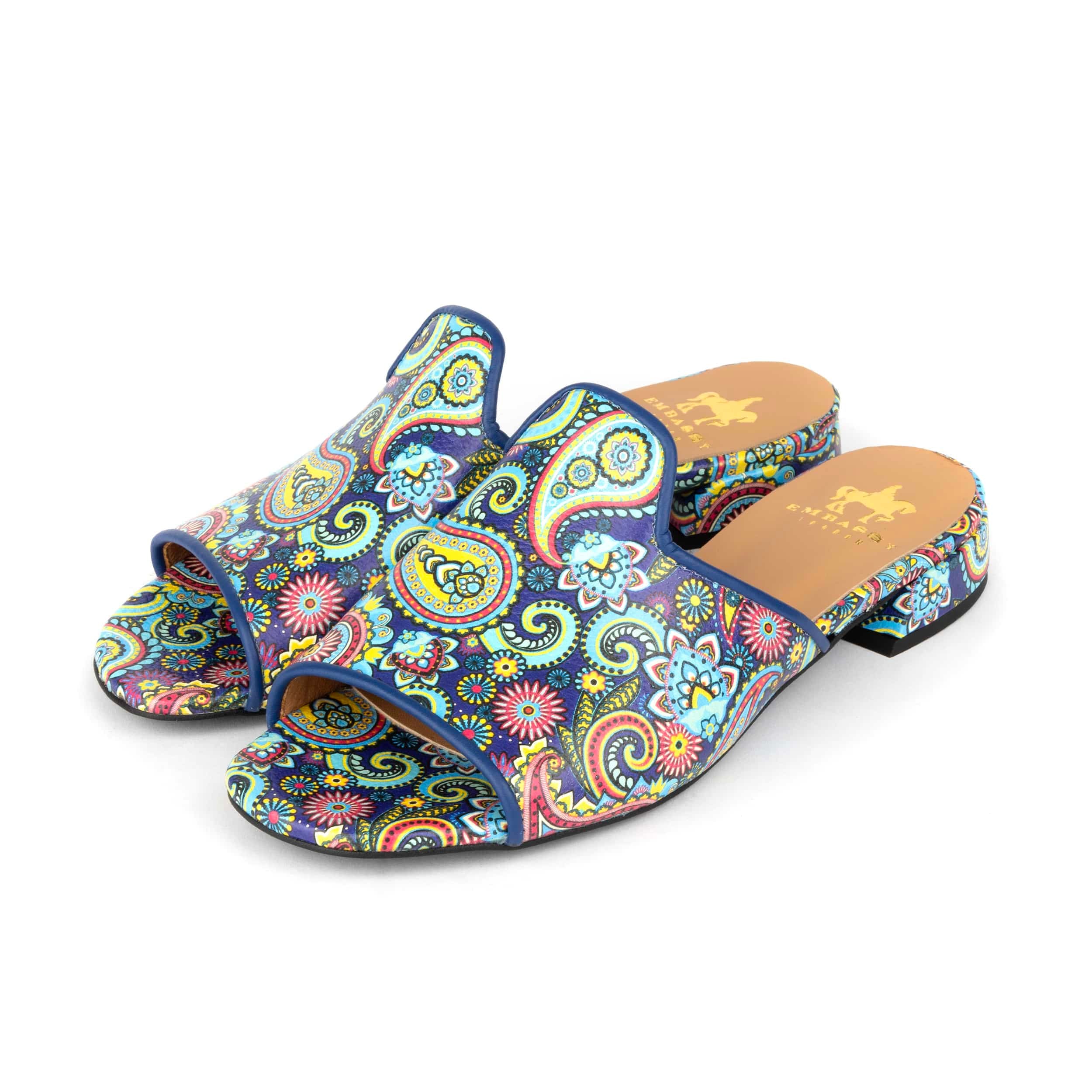 South Beach - Festival Blue - Women's fully leather lined slip on sandal
