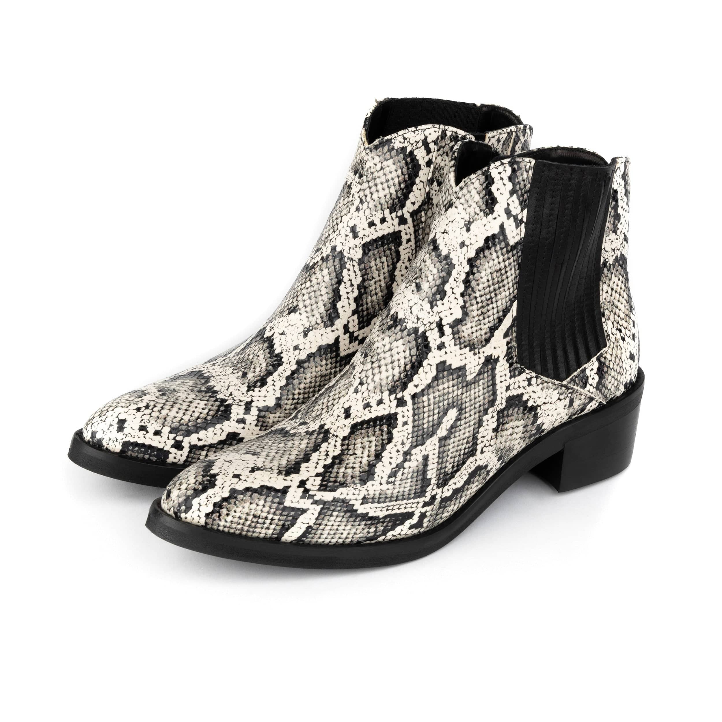 Texas - White Snake - Women's Leather Snake Print Western Boot