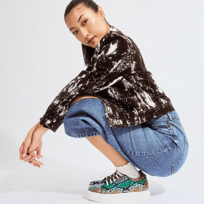 Camila - Green & Brown Snake - Women’s Chunky Leather Platform Trainer