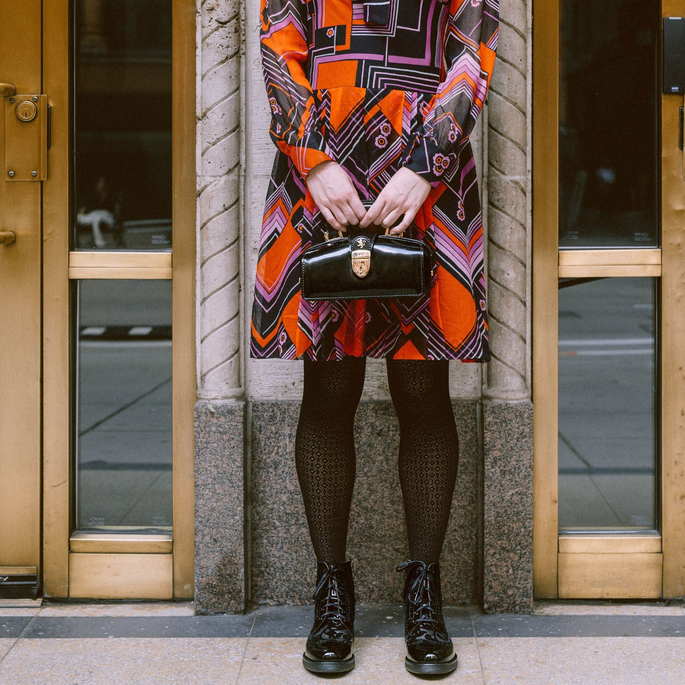 Gazelle Mini - Gold & Black - Women’s mini patent leather top handle & crossbody bag