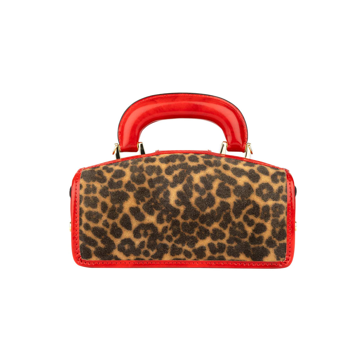 Gazelle Mini - Leopard & Red - Women’s mini patent leather & suede top handle & crossbody bag