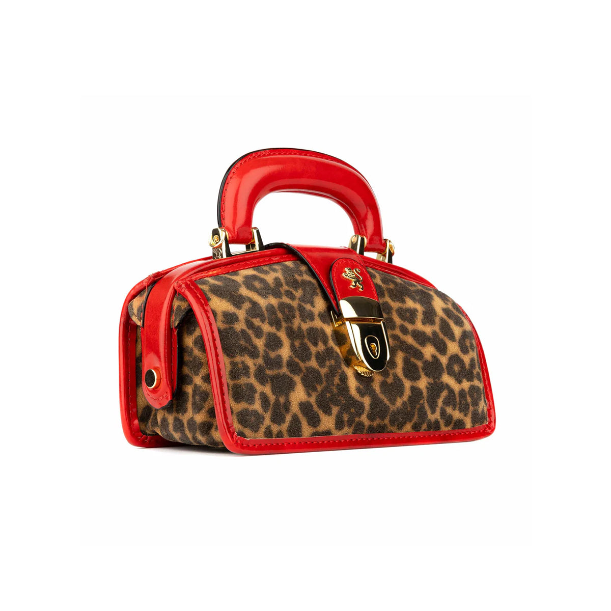 Gazelle Mini - Leopard & Red - Women’s mini patent leather & suede top handle & crossbody bag