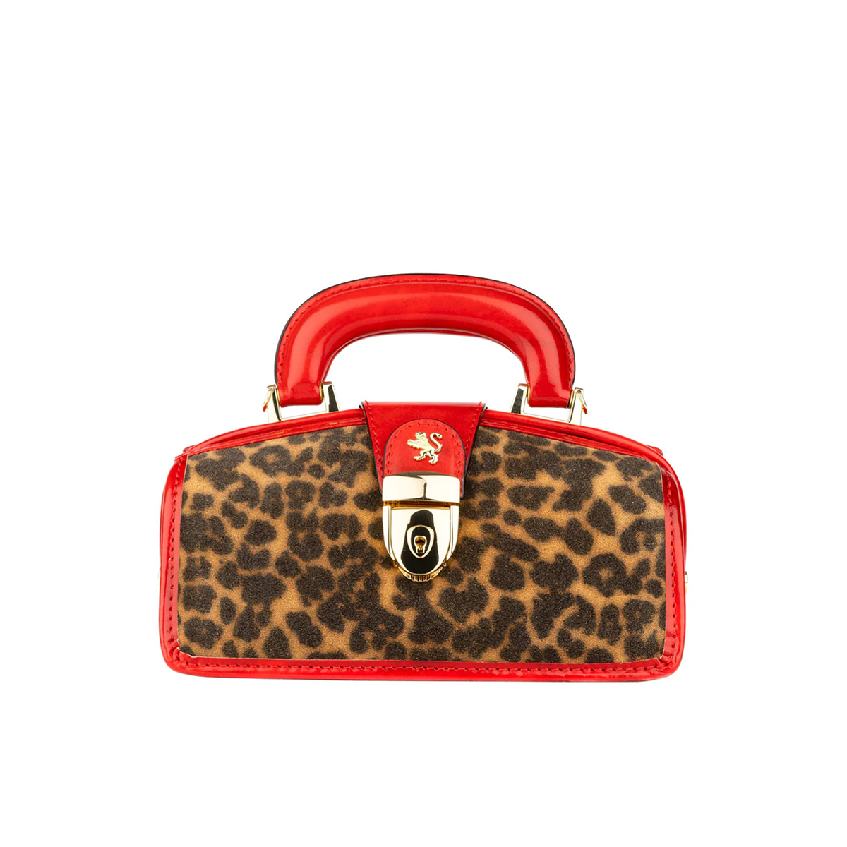 Gazelle Mini - Leopard & Red - Women’s mini patent leather & suede top handle & crossbody bag