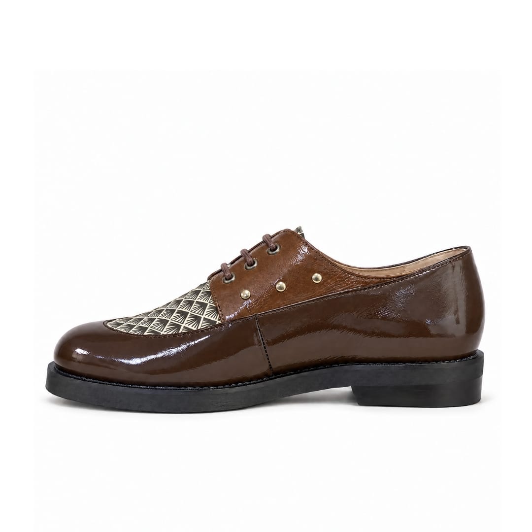 Grace - Brown Mix Grace - Brown Mix - Women's Leather Lace-Up Shoes with Featherlight Sole
