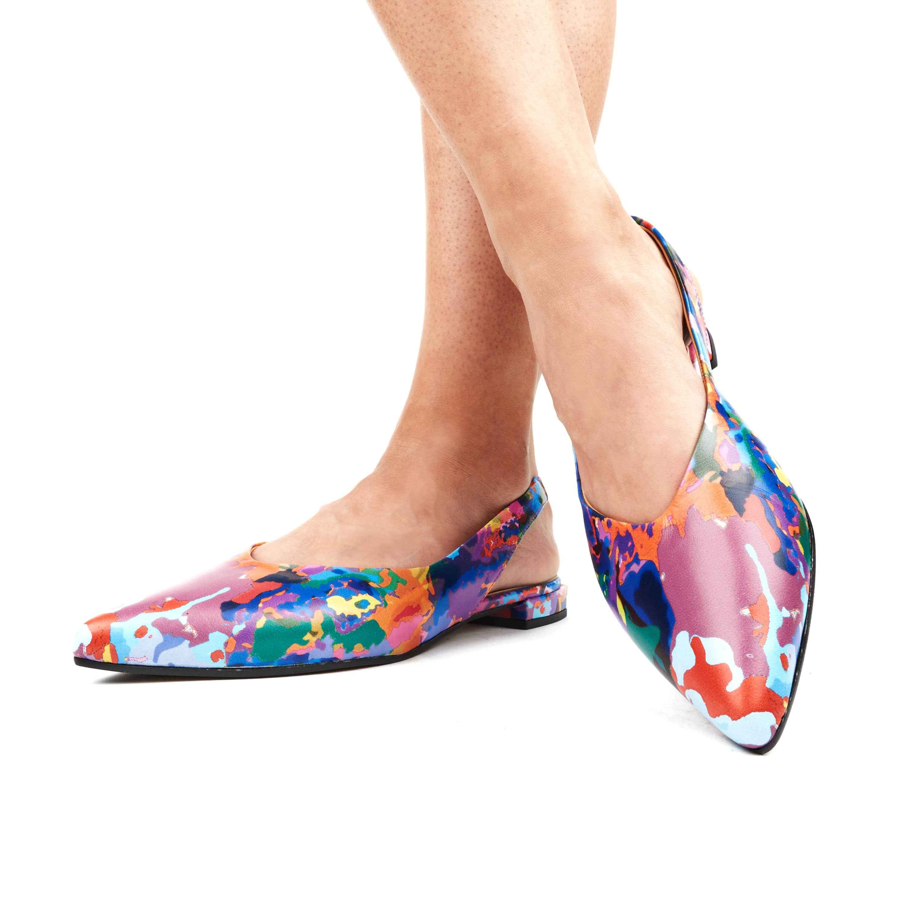 Holly - Summer Colours -Women's pointed toe printed leather slingbacks