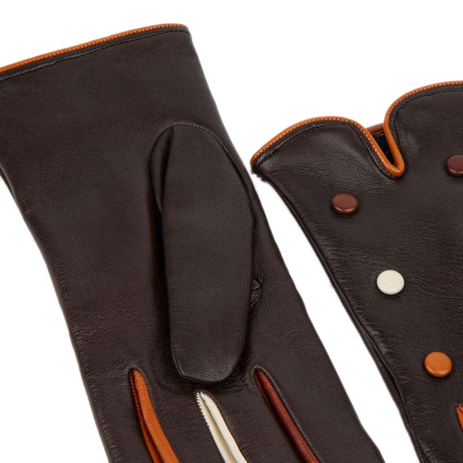 Toasty - Dark Brown - Women's quality Italian leather gloves lined with thin wool