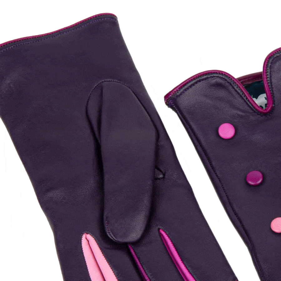 Toasty - Purple - Women's quality purple Italian leather gloves wool lined