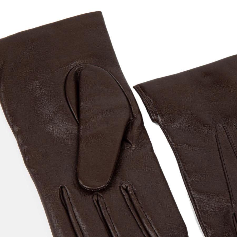 Thaw - Dark Brown - Men's genuine Italian leather gloves with thin wool lining