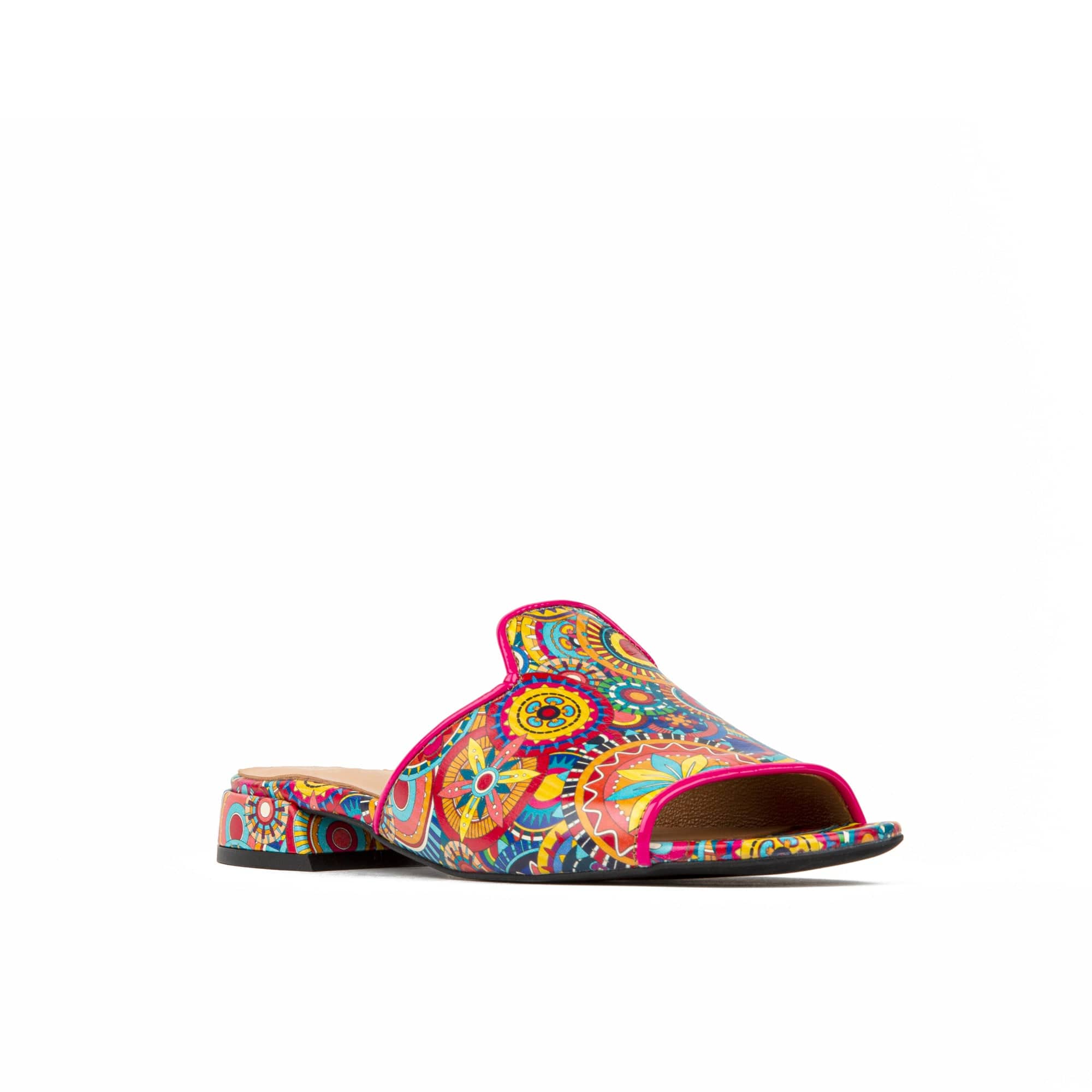 South Beach - Signature - Women's fully leather lined flat sliders in multi colour