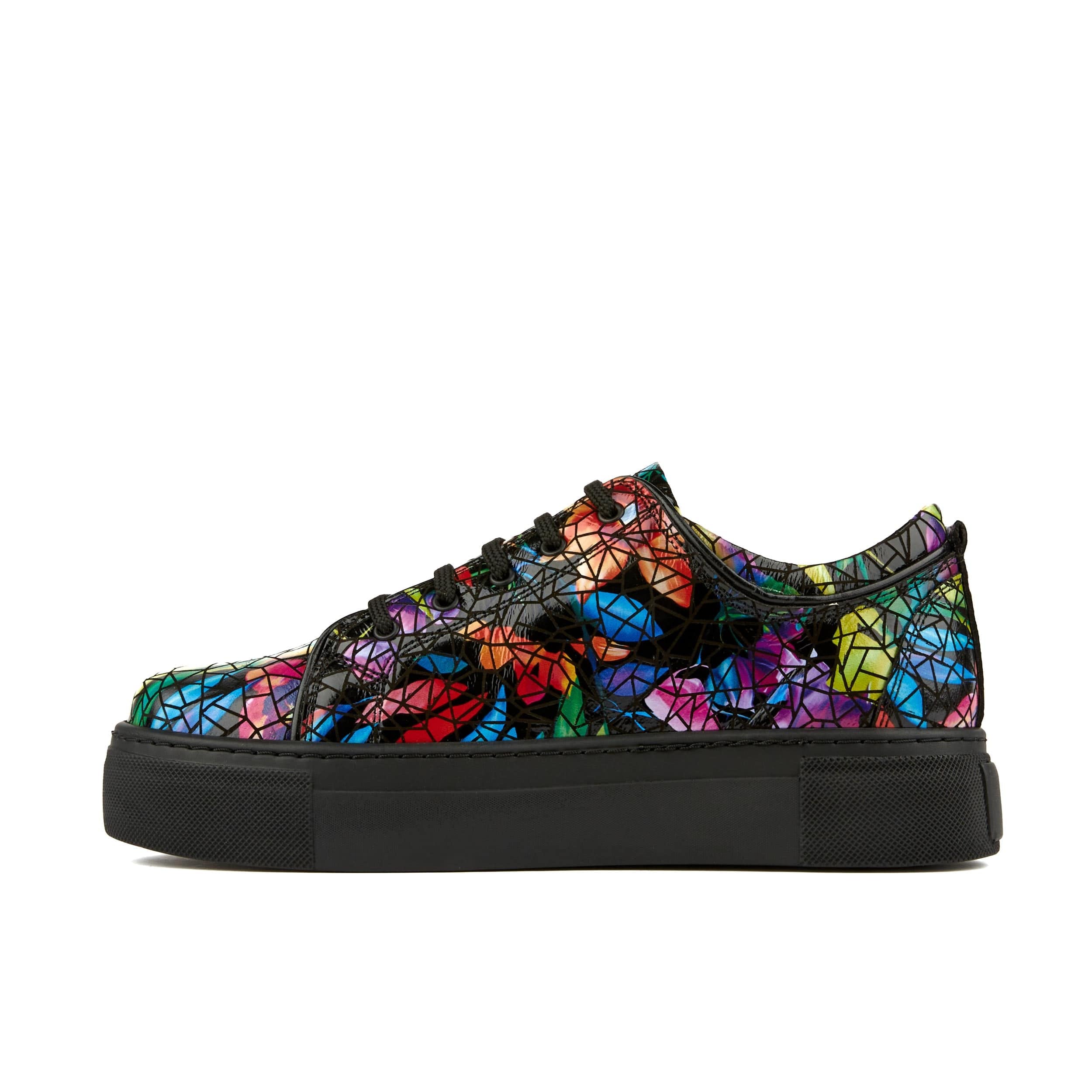 Camila - Dark Tropical - Women's platform sole leather lace-up trainer