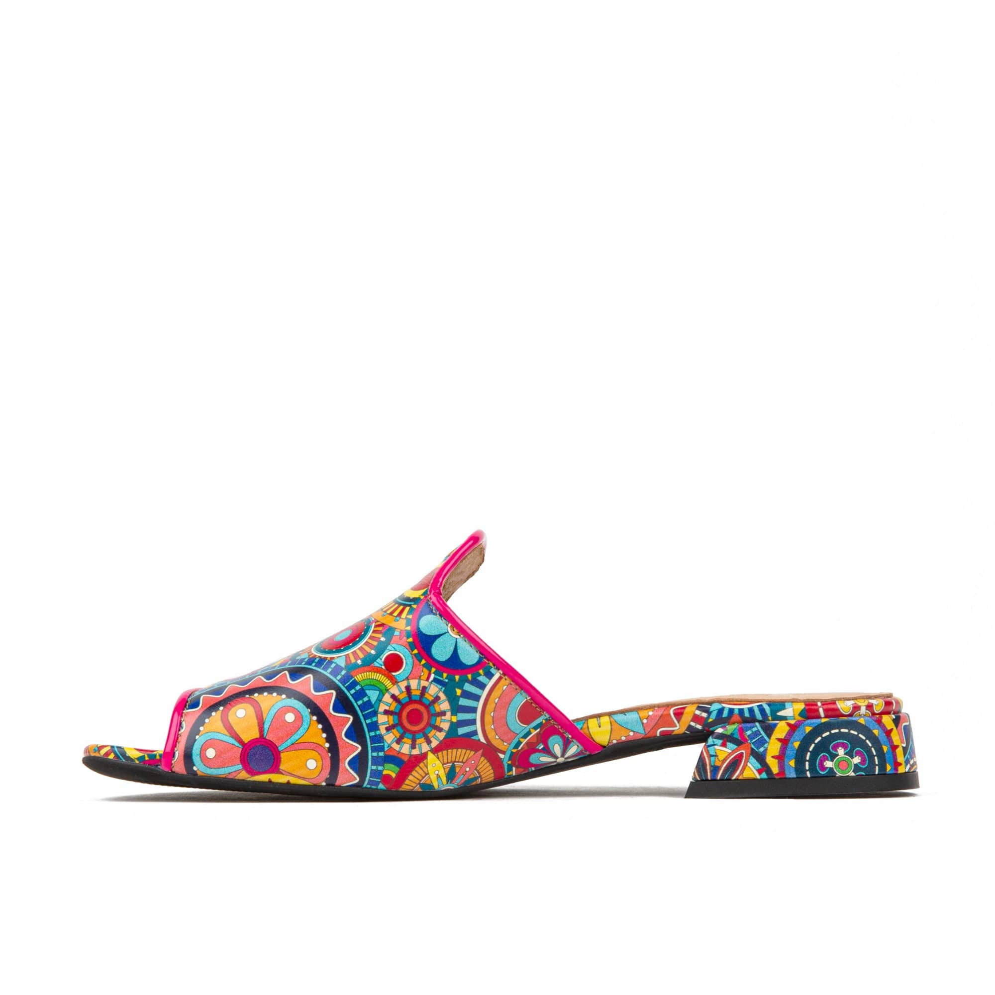 South Beach - Signature - Women's fully leather lined flat sliders in multi colour